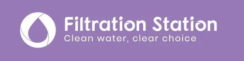 Filtration Station logo with a water droplet icon on a purple background