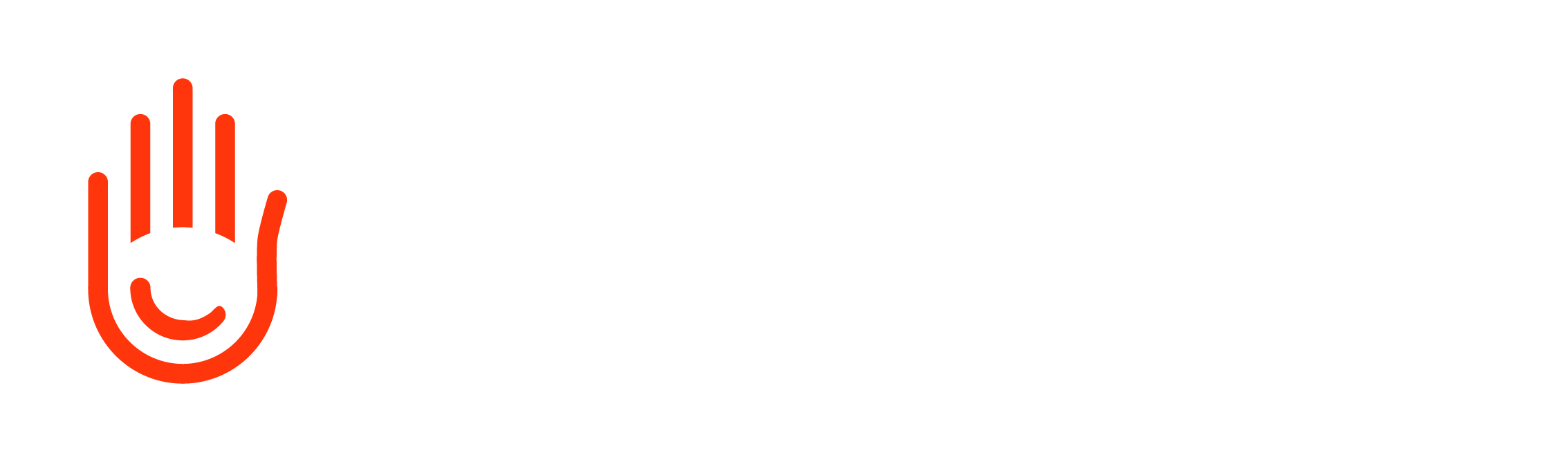 Logo for HandsOptional featuring a red outlined hand with curved lines and the text HandsOptional in white.