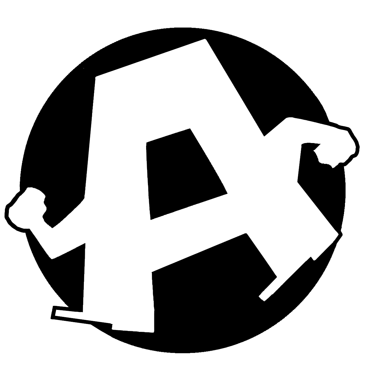 Annex Theatre logo with only the "Fighting A" inside a black circle.
