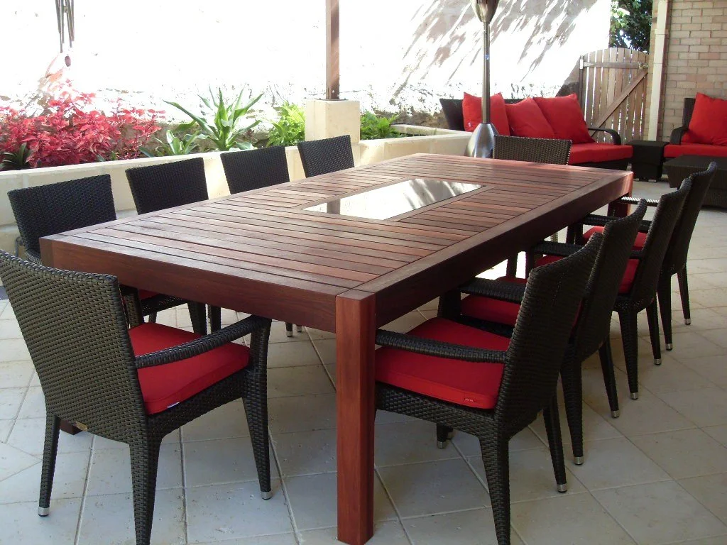 10 seat Patio table with granite insert and legs on the corners 2. Patio tables with legs