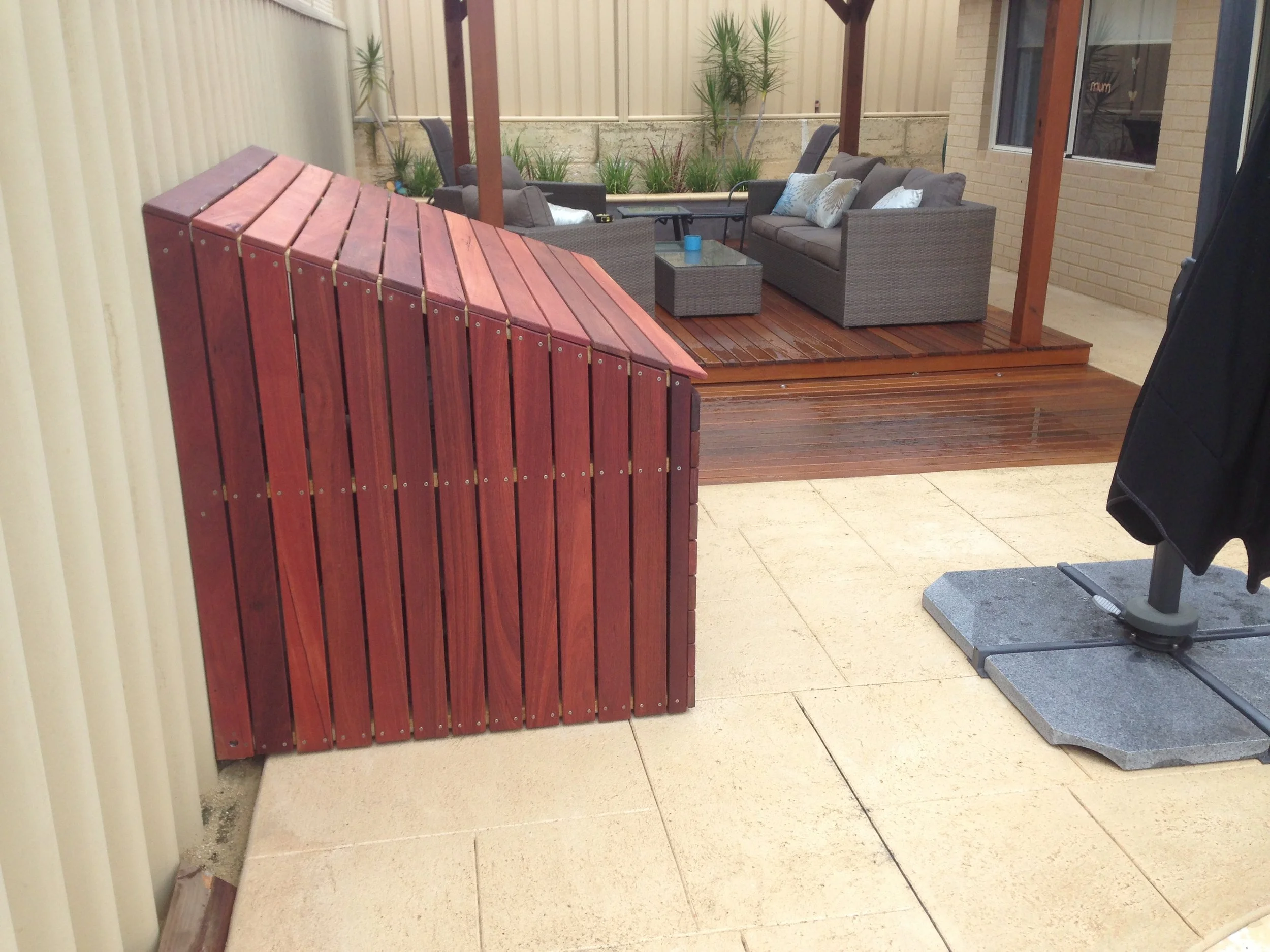 Swing pool pump housing in Jarrah