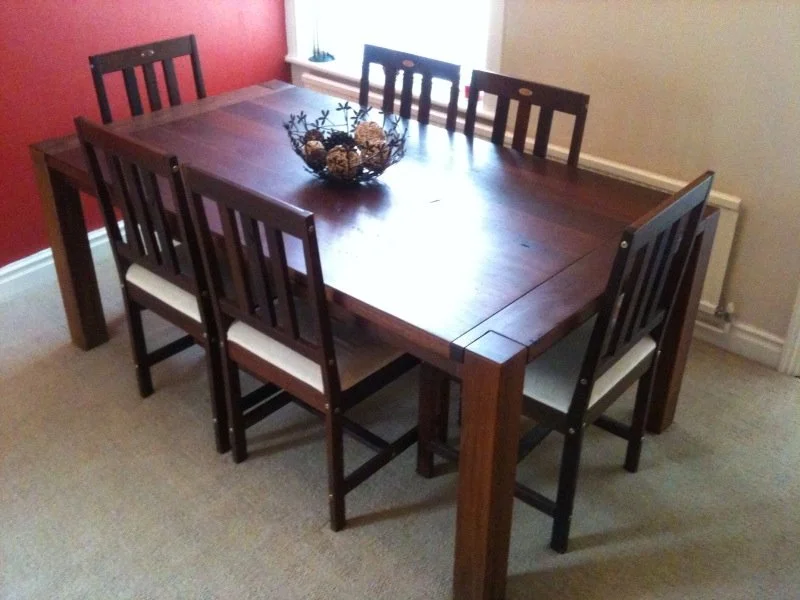 recycled Jarrah table and chairs