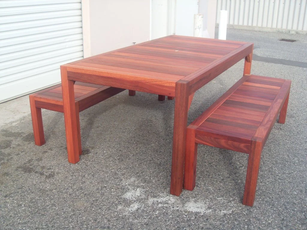 6 seat Rectangular Patio table with patio benches