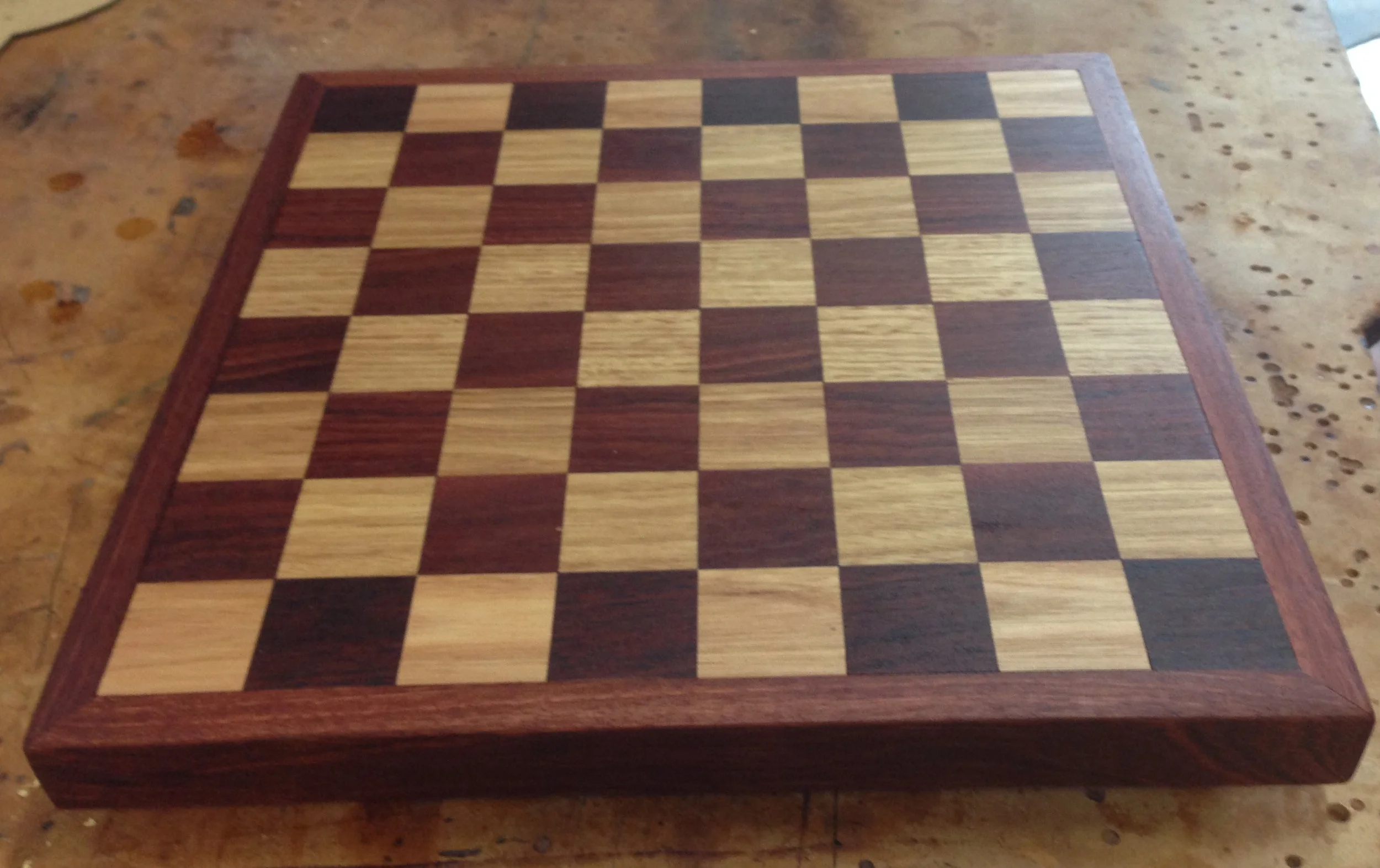 Jarrah and oak custom Chess board
