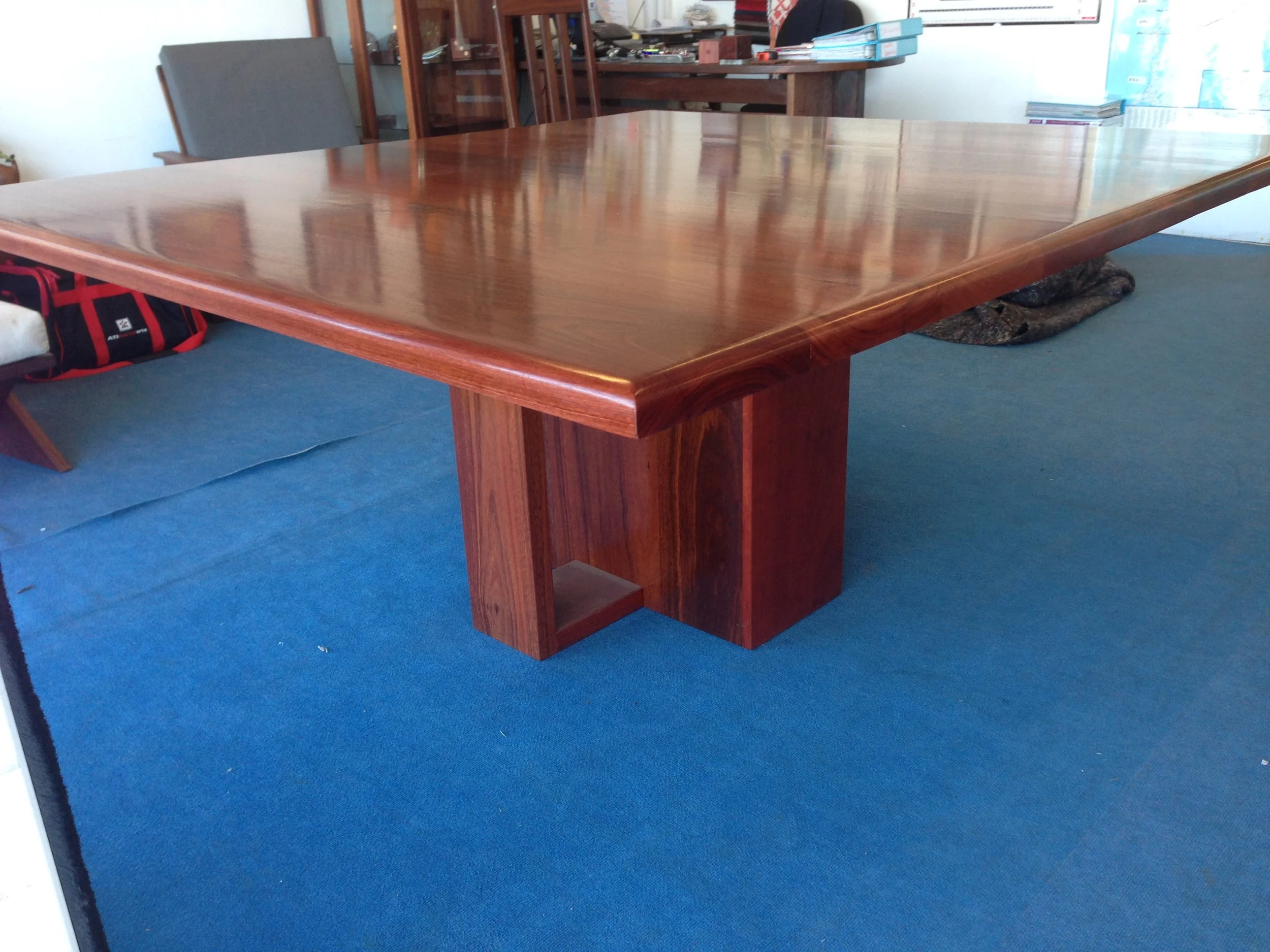 Square Jarrah 8 seat table with box legs
