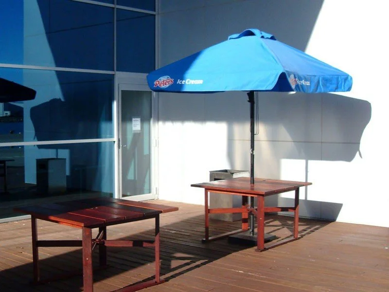 Outdoor cafe table, 4 seater, Using our signature Jarrah wide boards