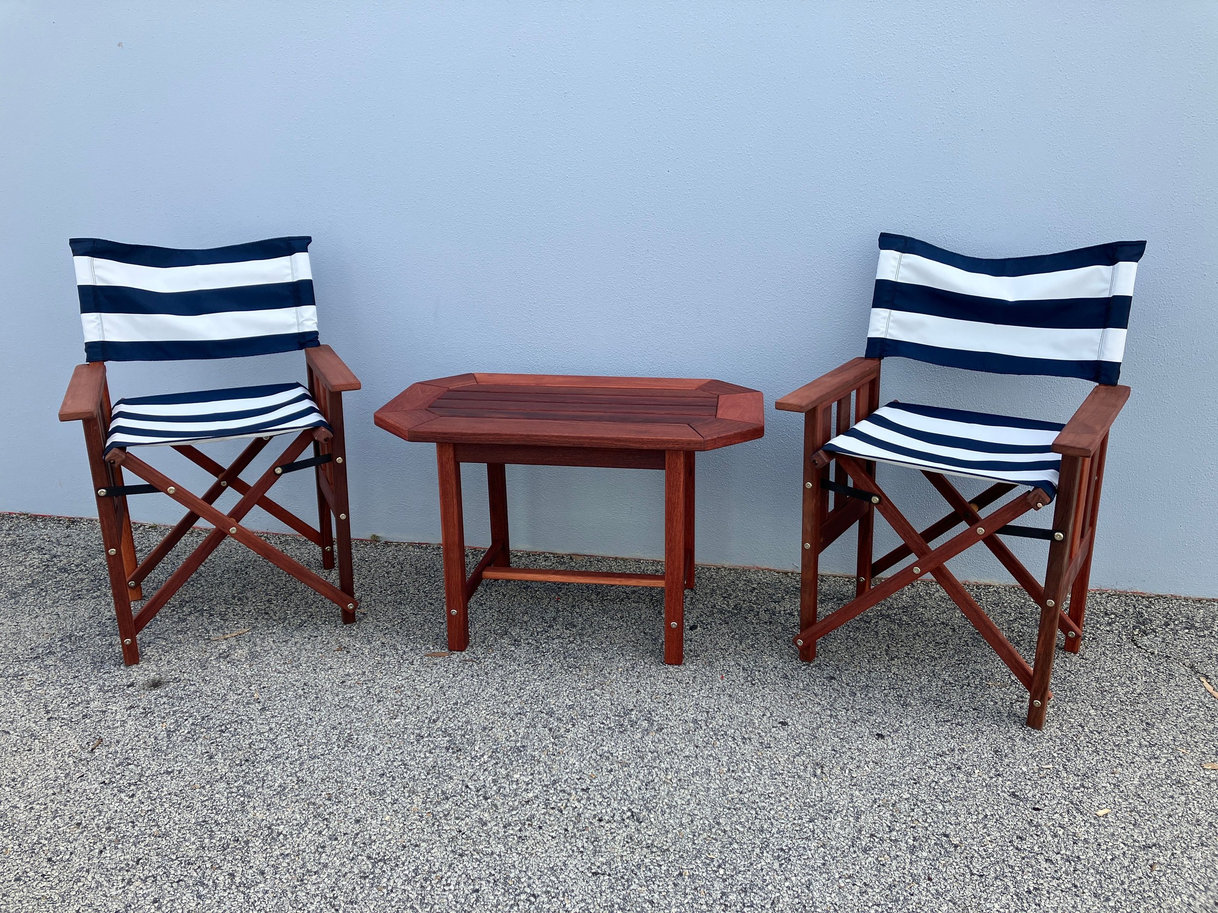 Directors chair slings made in house using a choice of Austex or Fab Fabrics