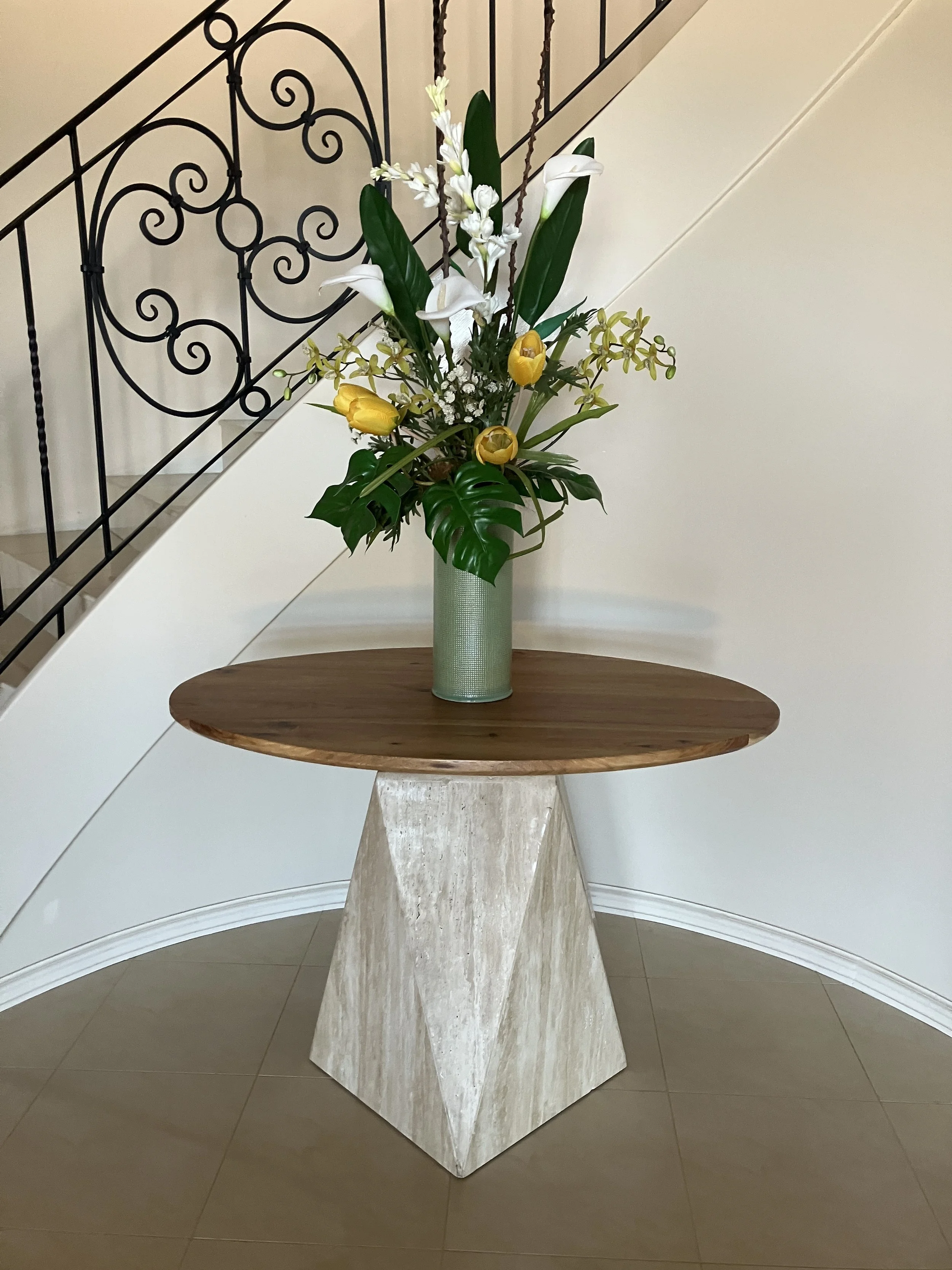 Tassie Blackwood hall tabletop on existing stone plinth