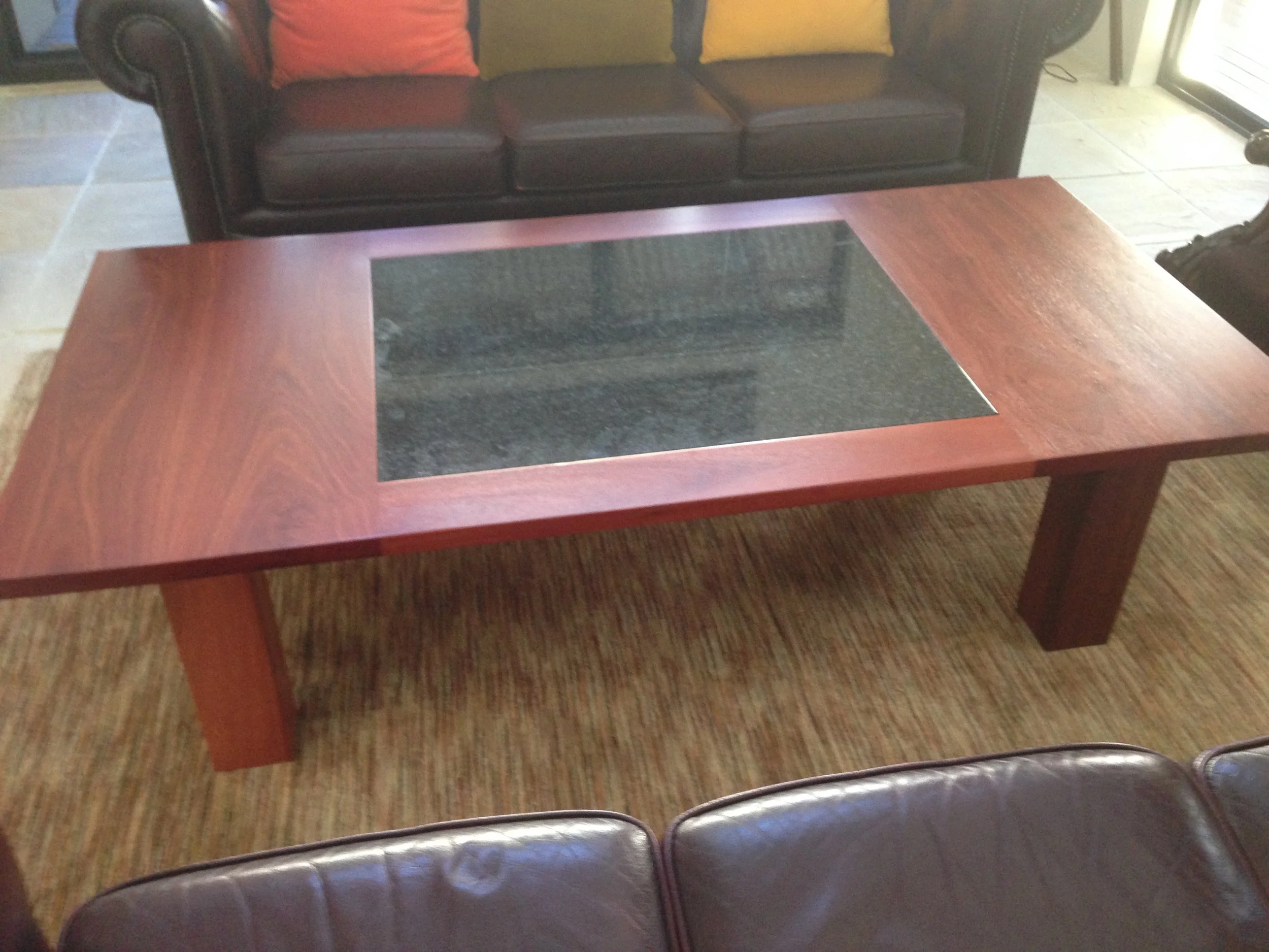 custom Jarrah coffee table with granite insert