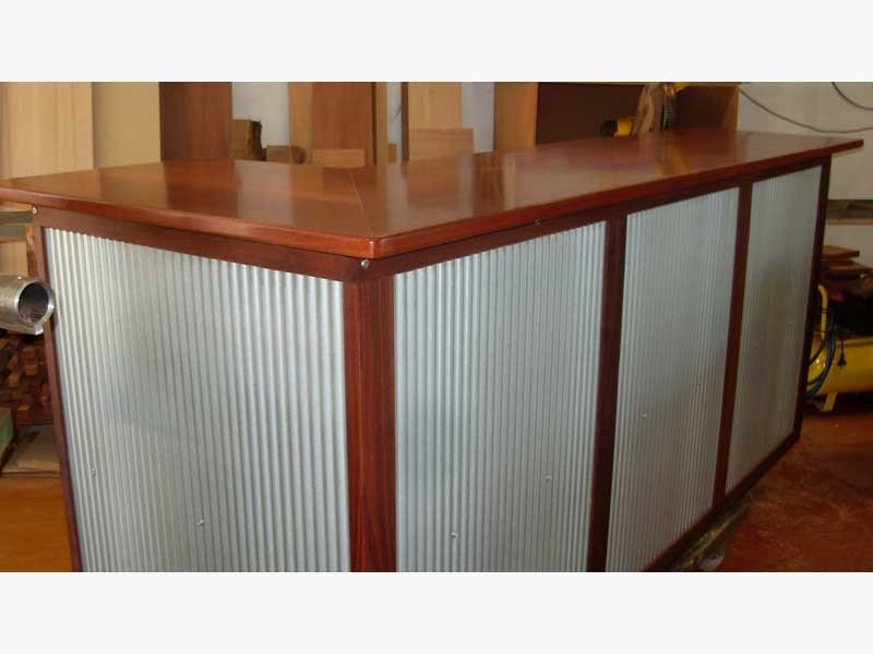 L shaped Jarrah and Mini Orb [Zinc Alumin] bar with solid jarrah top.