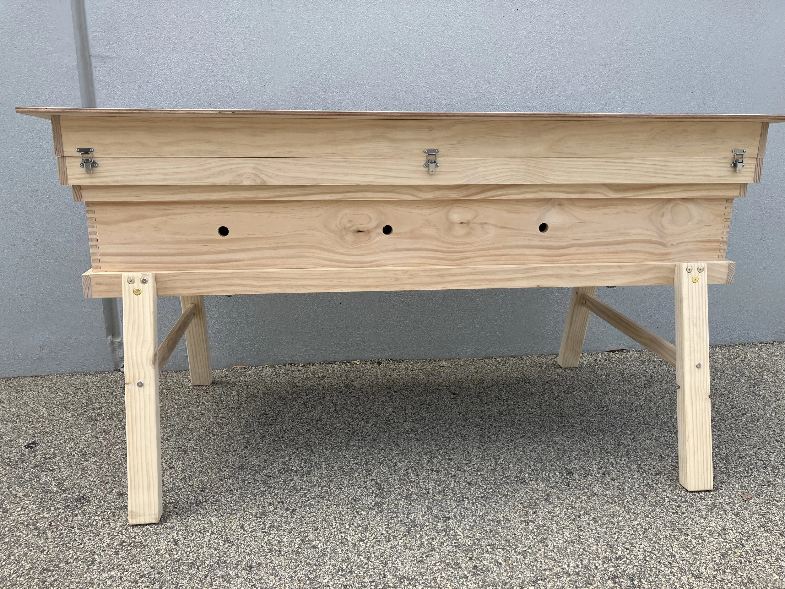 Custom 8 section hive , with three entries each side and one on each end