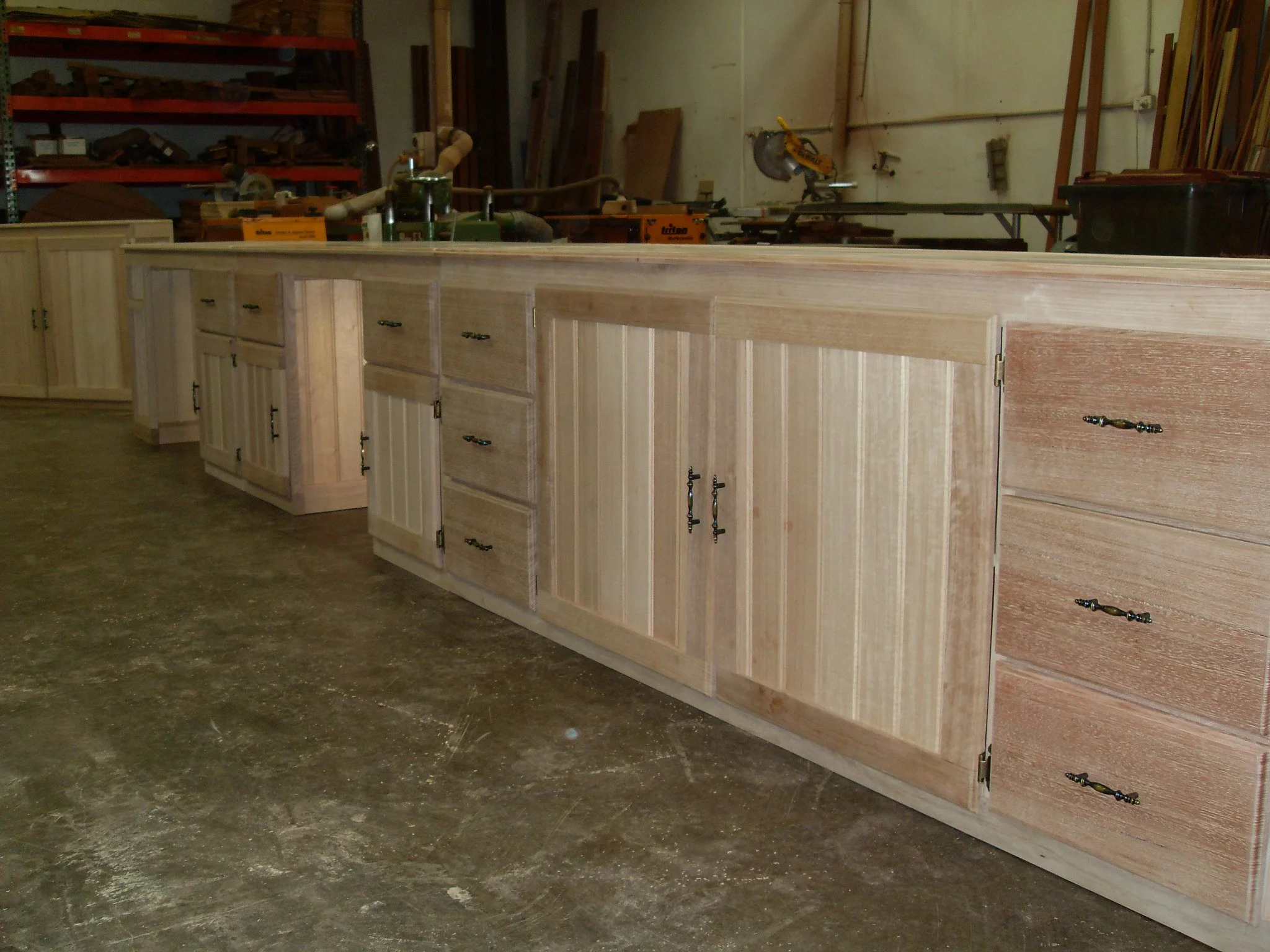 Tassie Oak desks and cupboards