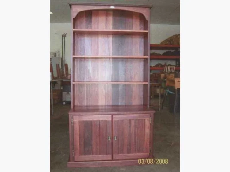 Jarrah Bookcase with storage cupboards below