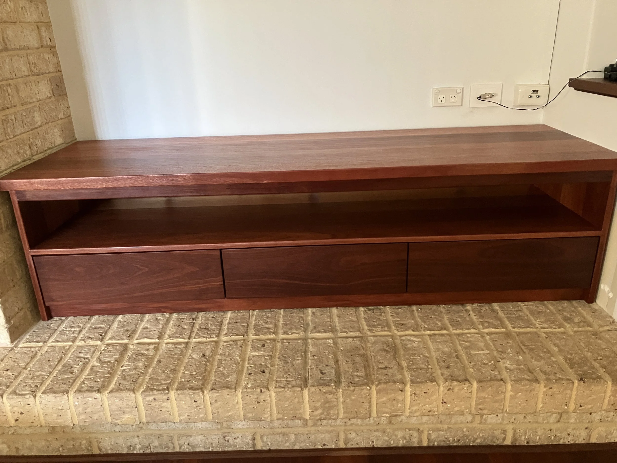 Jarrah entertainment unit to fit alcove