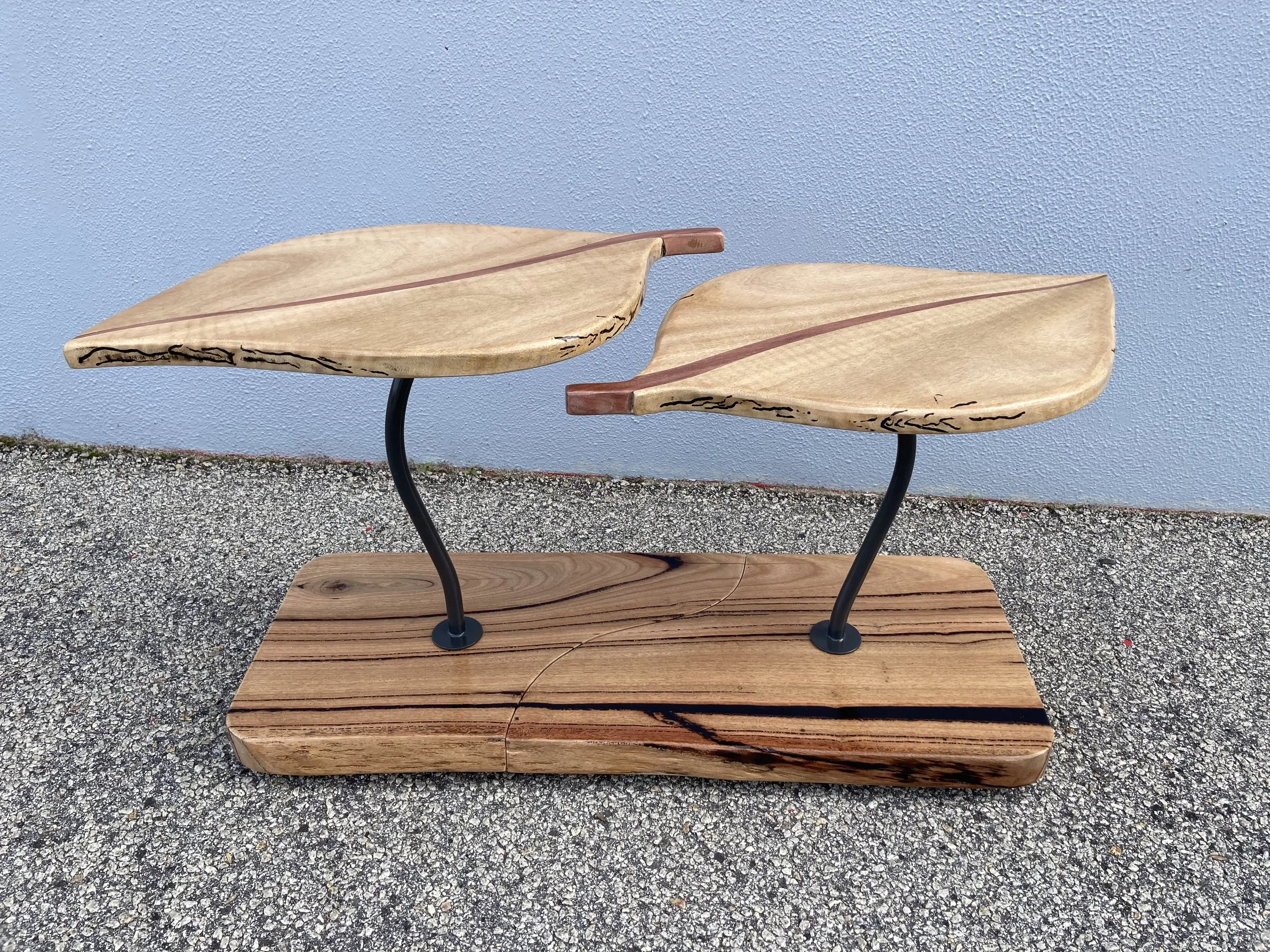 Marri leaf pair of side tables as one