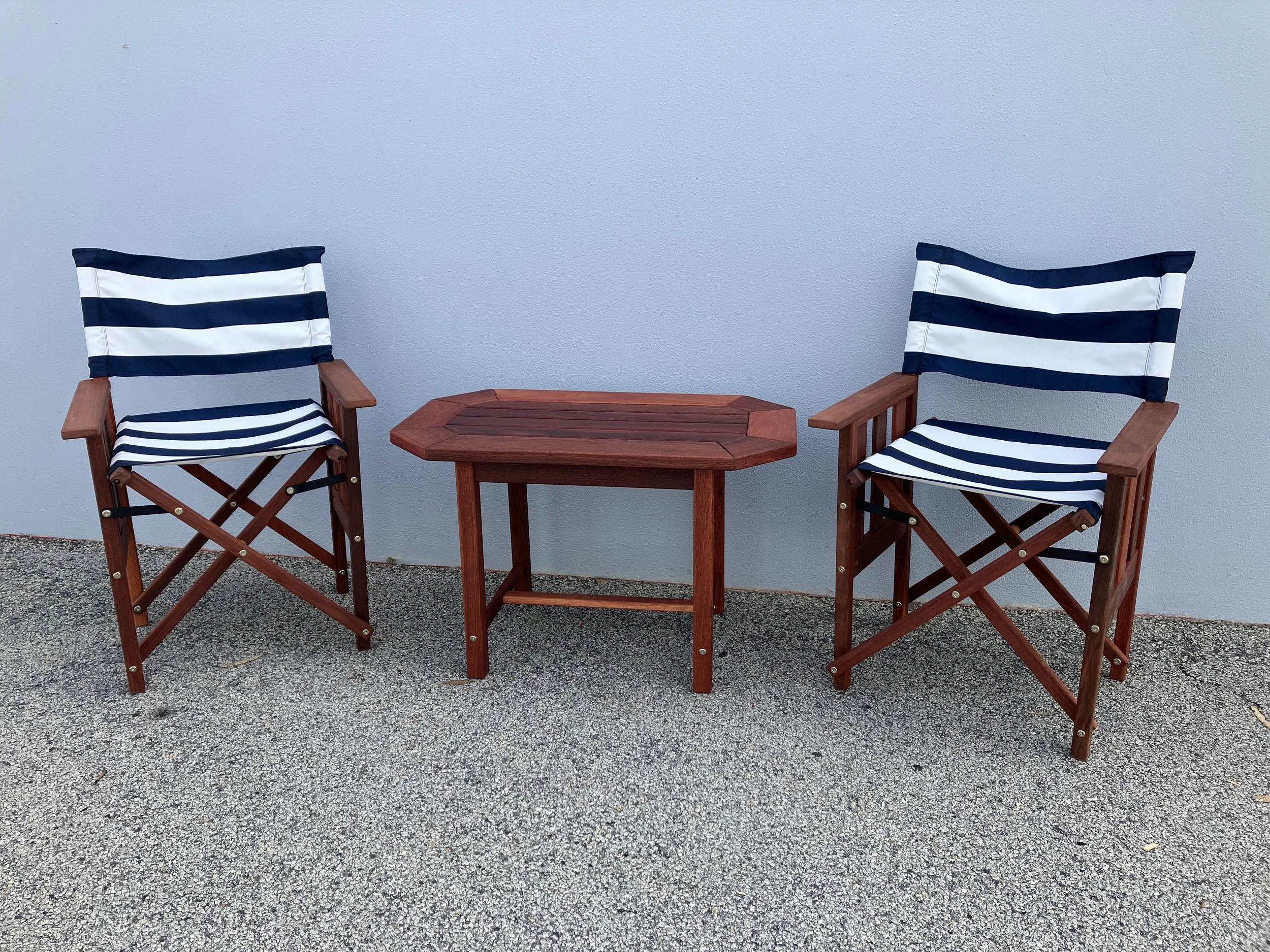 Two seat veranda table with directors chairs