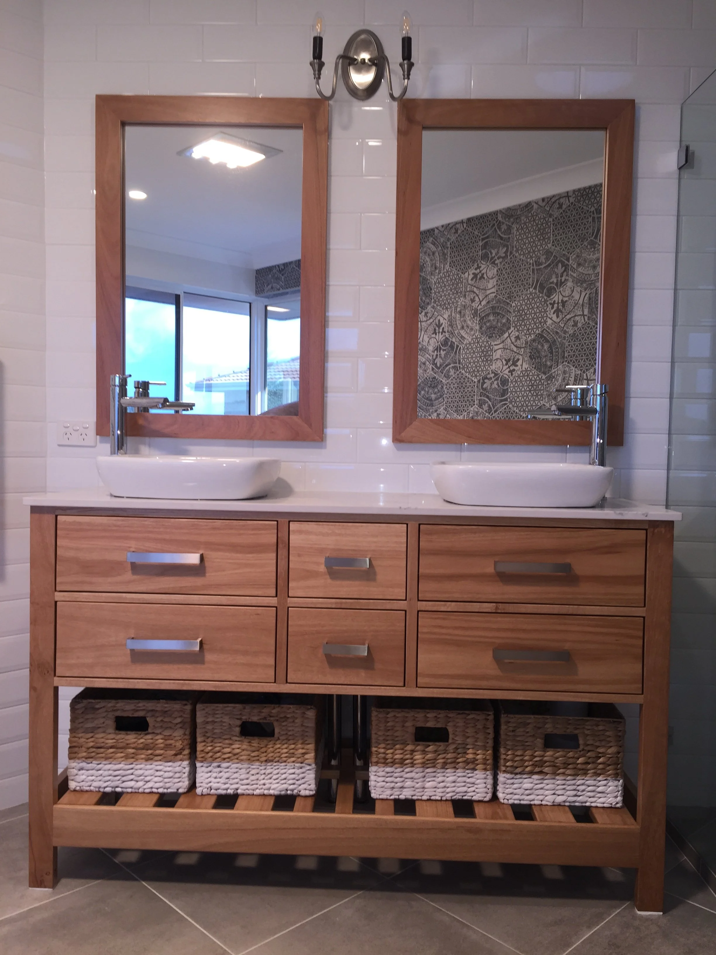 Black Butt double sink vanity and Mirrors
