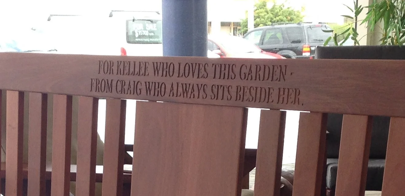 Jarrah Nottinghill replica bench engraving