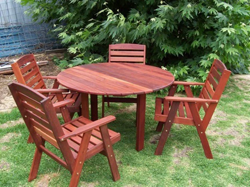 4 seat 1200mm round outdoor table with our standard outdoor chairs.