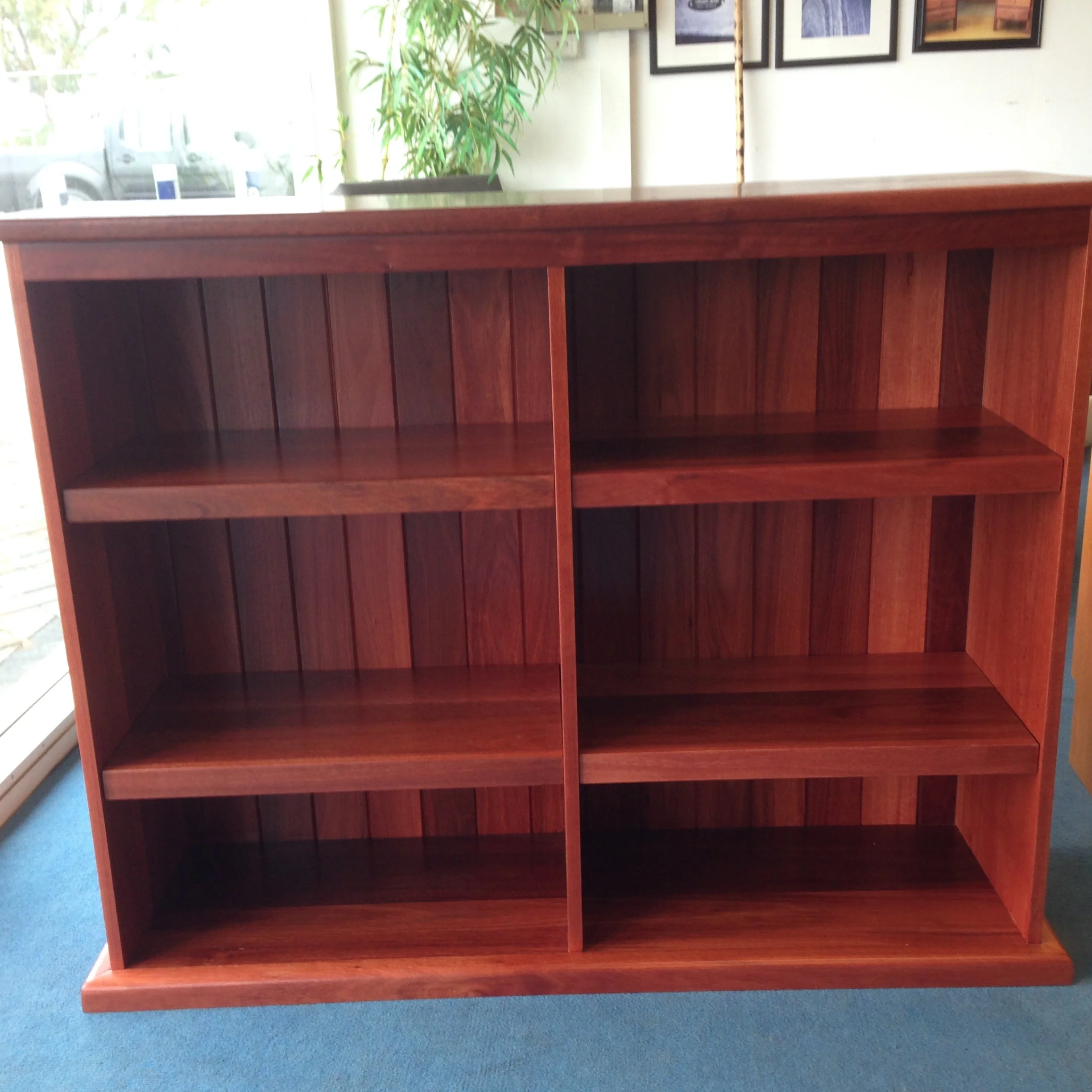 Custom low Jarrah book case