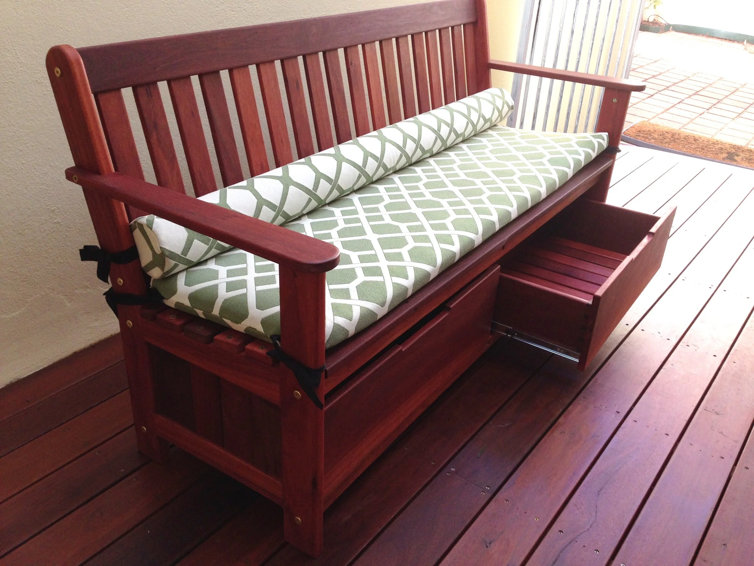 Clive's Jarrah storage bench with drawers