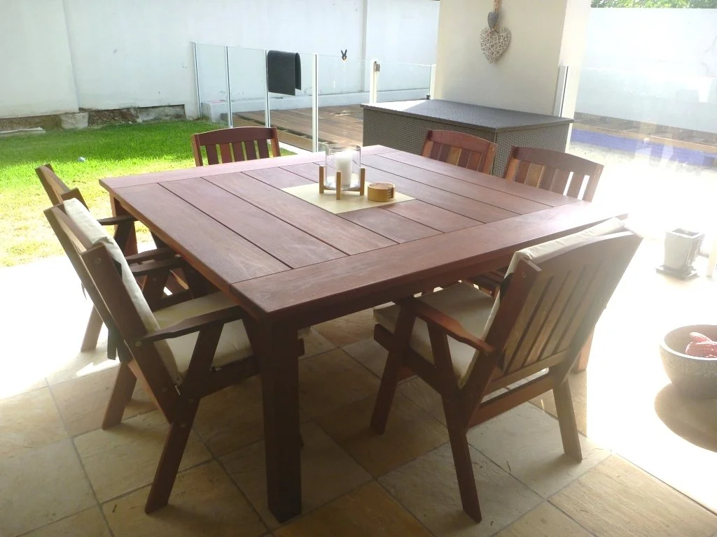 6  or 8 seater wide board square table