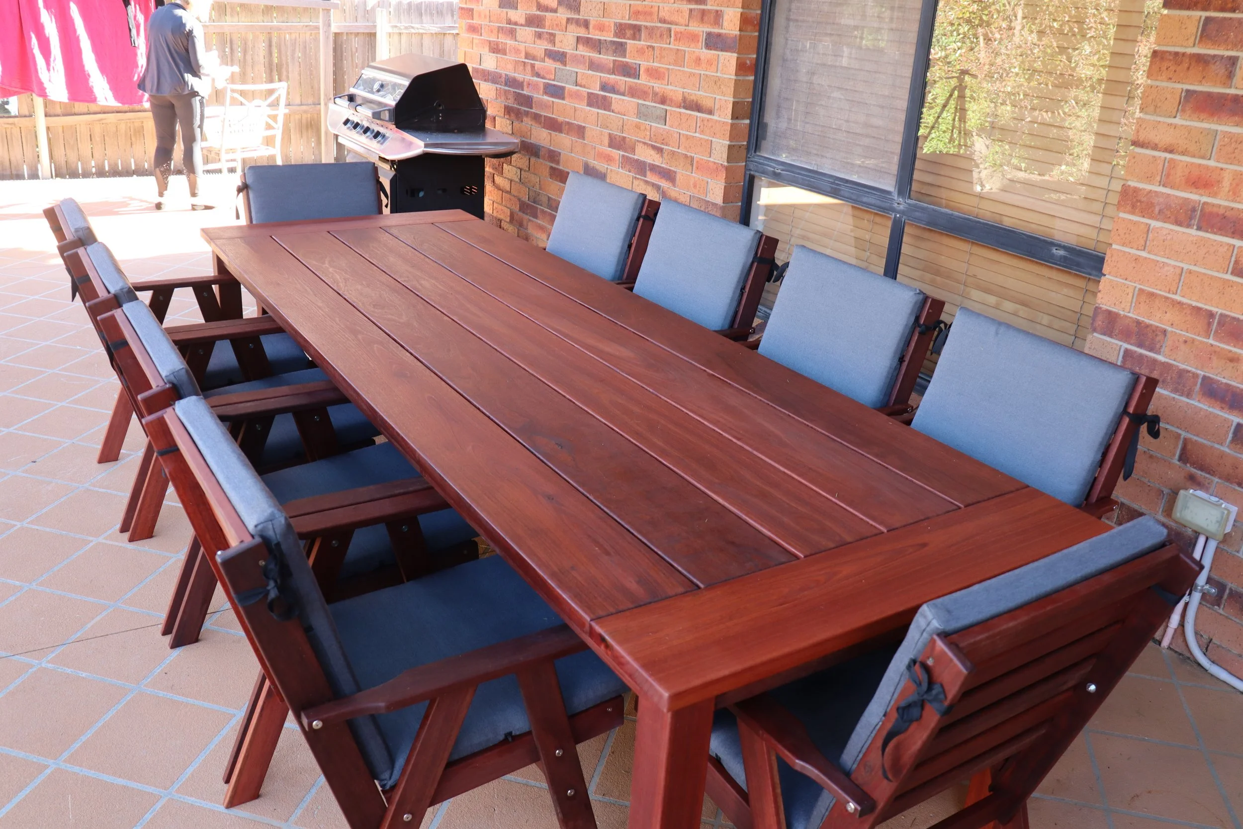 10 seat extra long table 3.2m with wider standard chairs