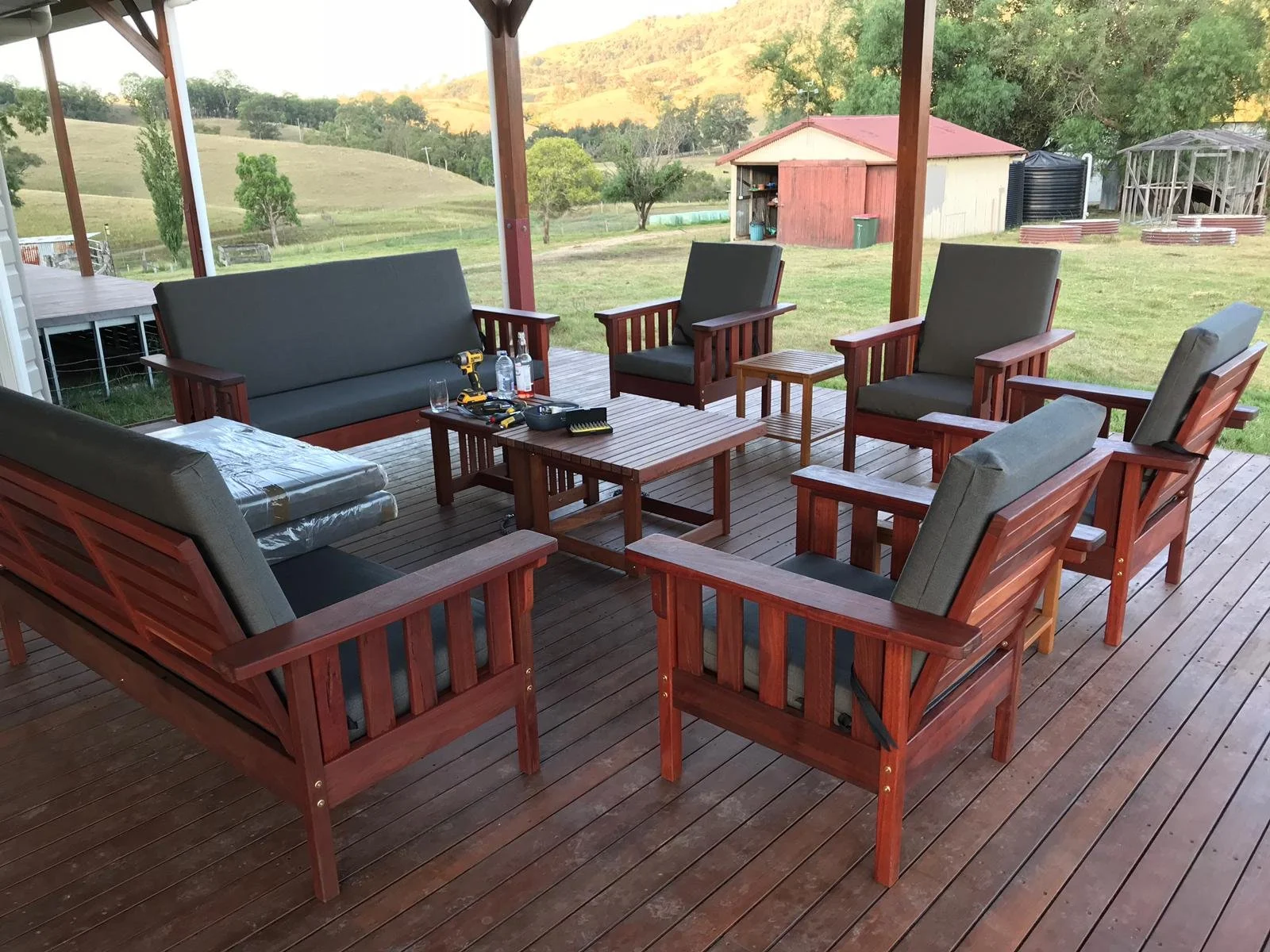 3 Seat  lounge with single piece cushions