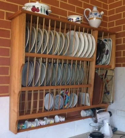 Tasmanian Oak custom wall mounted Plate rack
