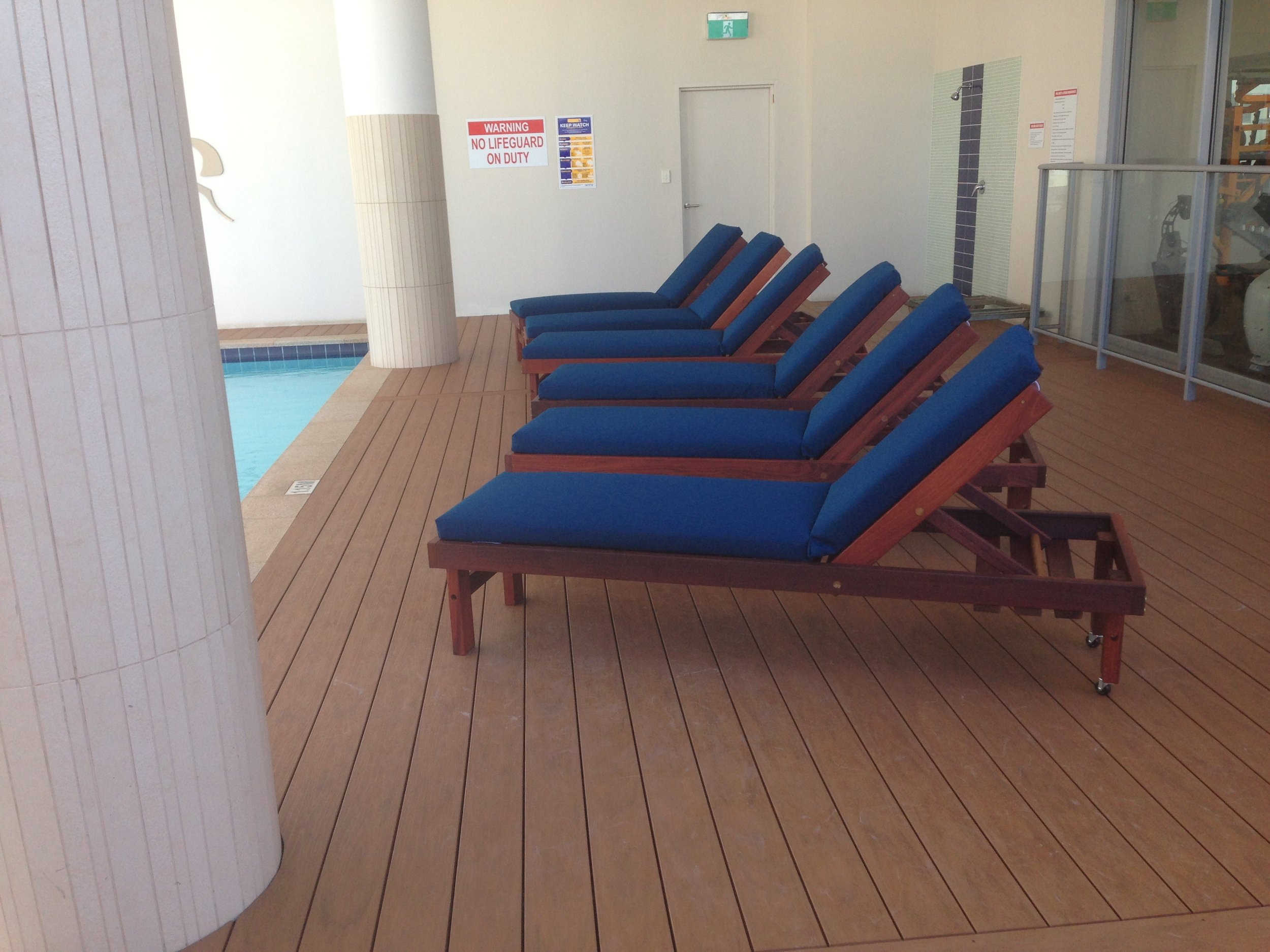 Sunlounger at apartment block gym in Perth