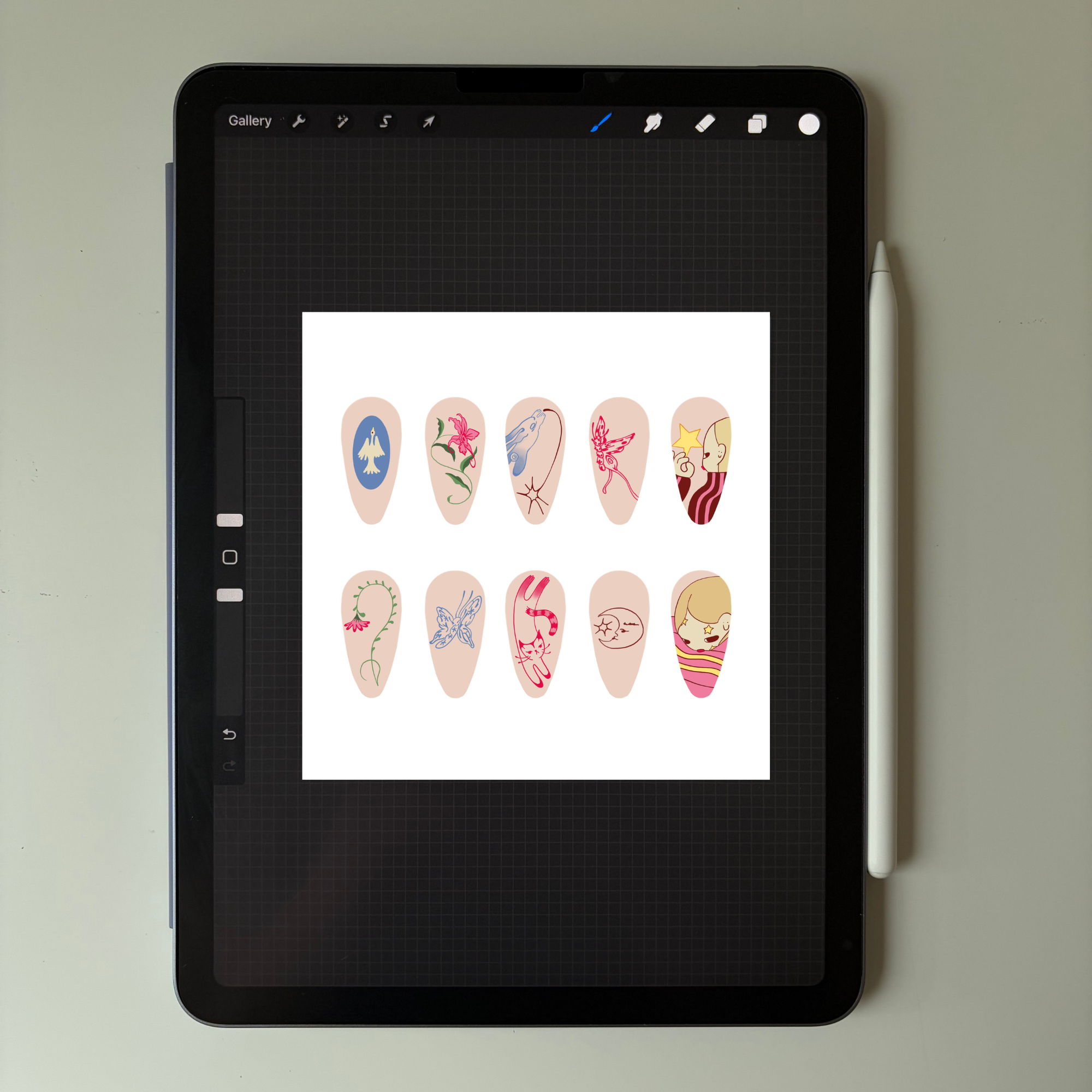 procreate nail art template - medium