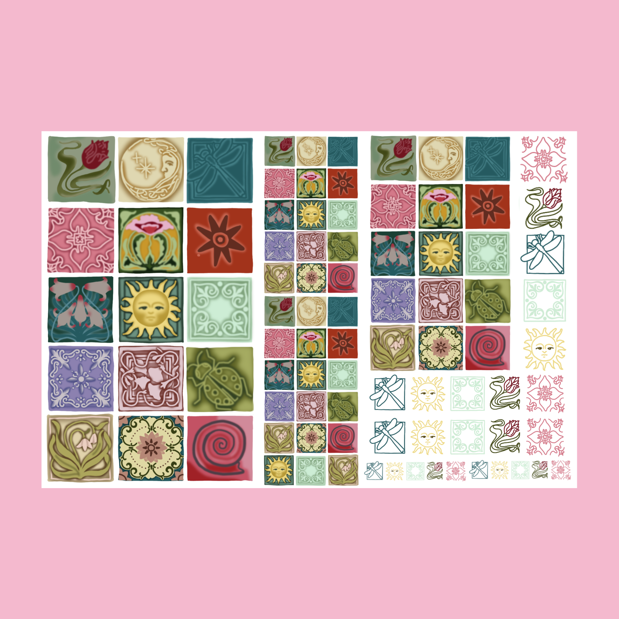 nail decals - mosaic tiles