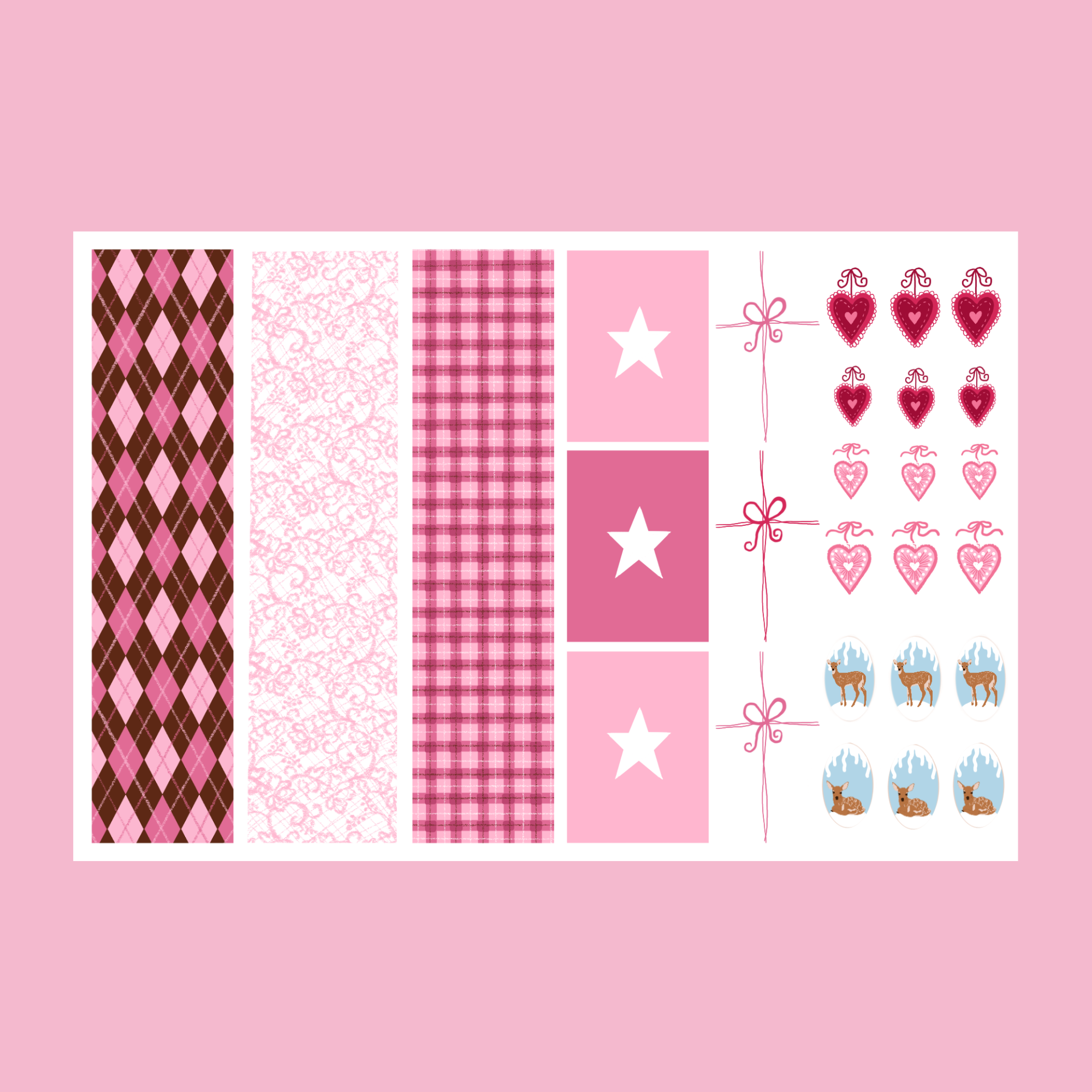 nail decals - pink crafty christmas