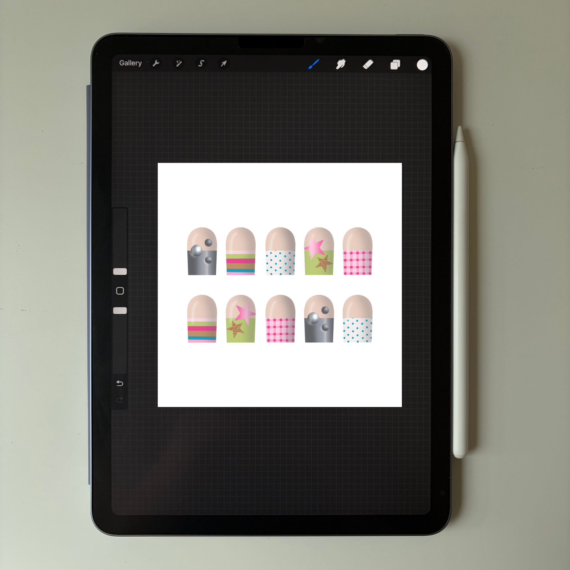 procreate nail art template - short