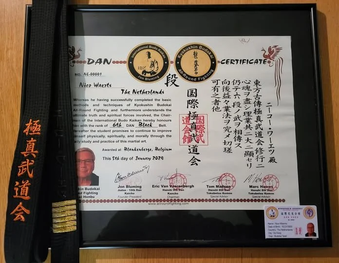 Shihan Nico Waerts 6e dan uitreiking Kyokushin All Round