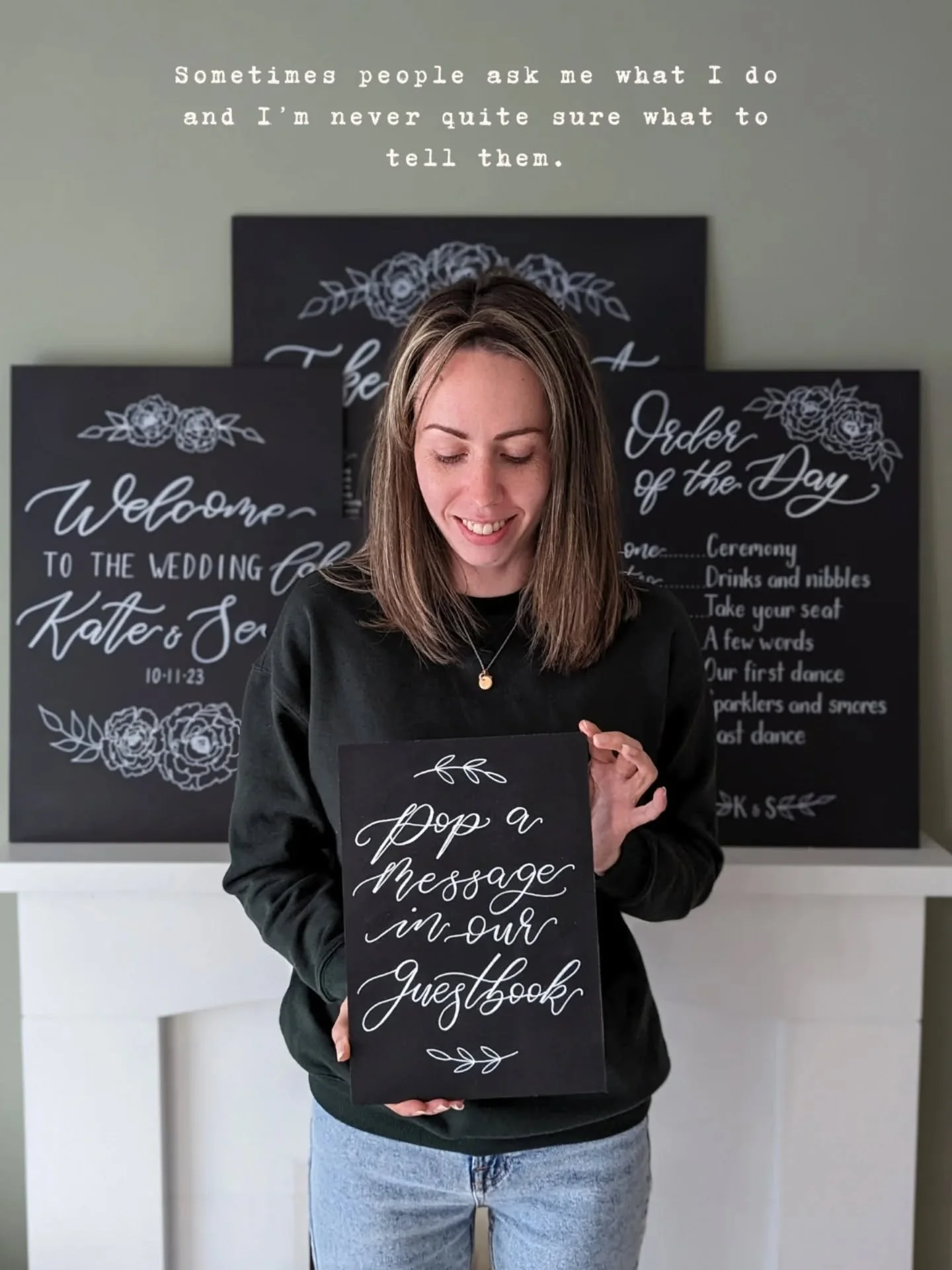 Still a little baffled about how to summarise this. Good job people don't ask me often. 🤪✨

One thing I know is, I'm a maker! 

#calligrapher
#weddingchalkboard #personalisedgifts #celestialwedding #rusticwedding