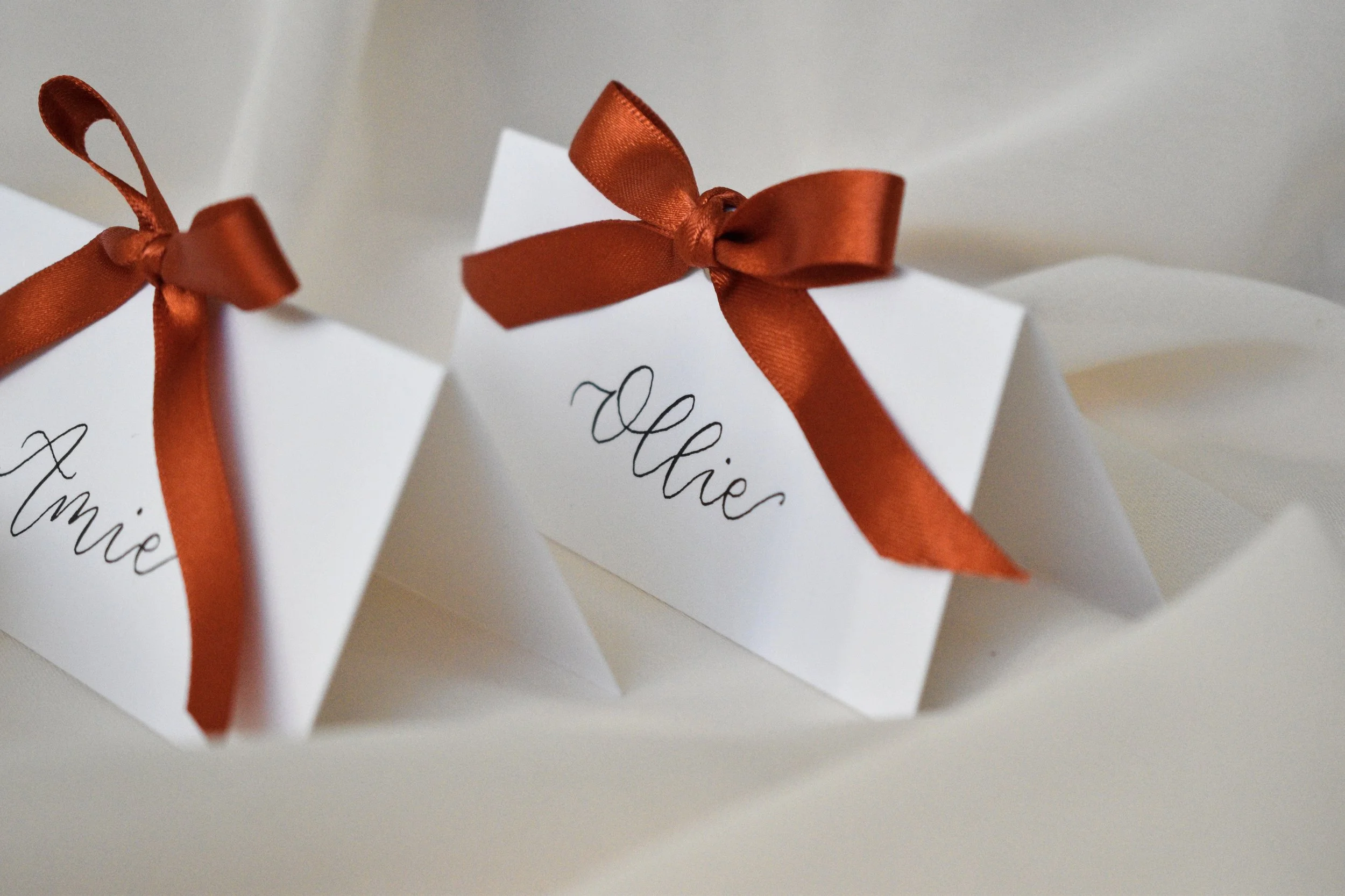 Rust Bow Place Cards