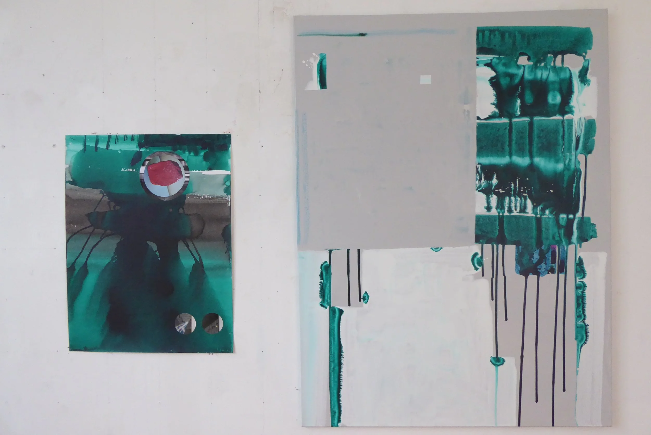'influx + pole' A18 – Leinwände 0.90x1.20m, 0.50x0.65m – mixed media – 2025