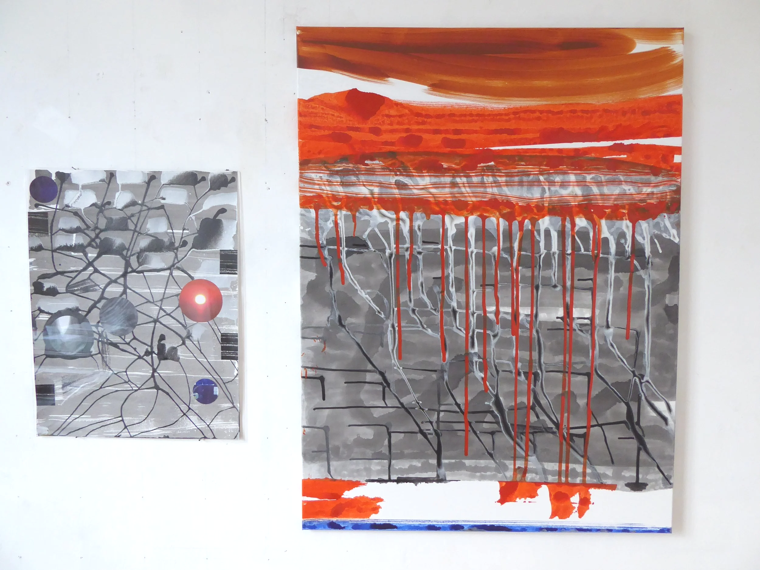 'influx + pole' A26 – Leinwände 0.90x1.20m, 0.50x0.65m – mixed media – 2025