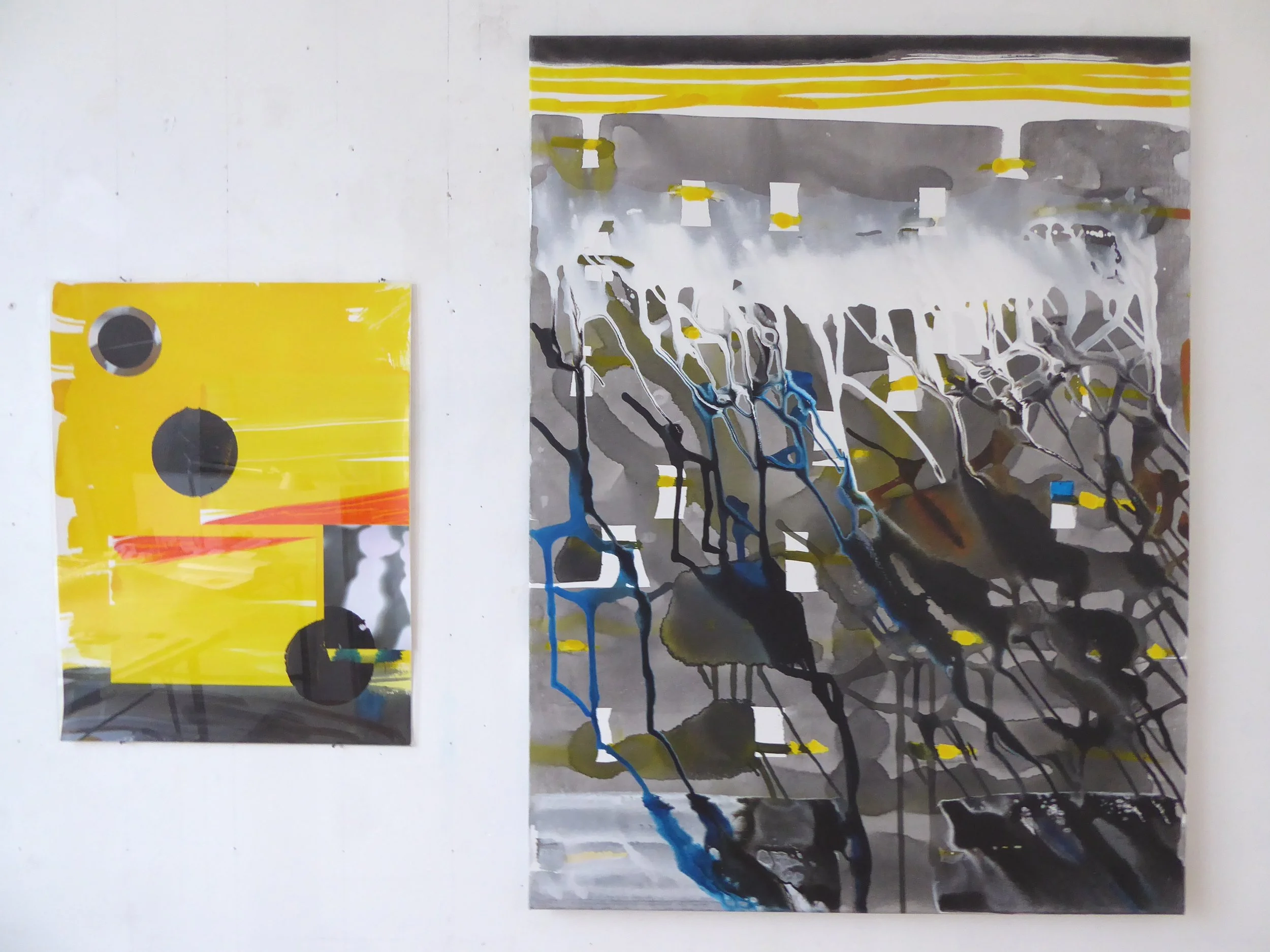 'influx + pole' A27 – Leinwände 0.90x1.20m, 0.50x0.65m – mixed media – 2025
