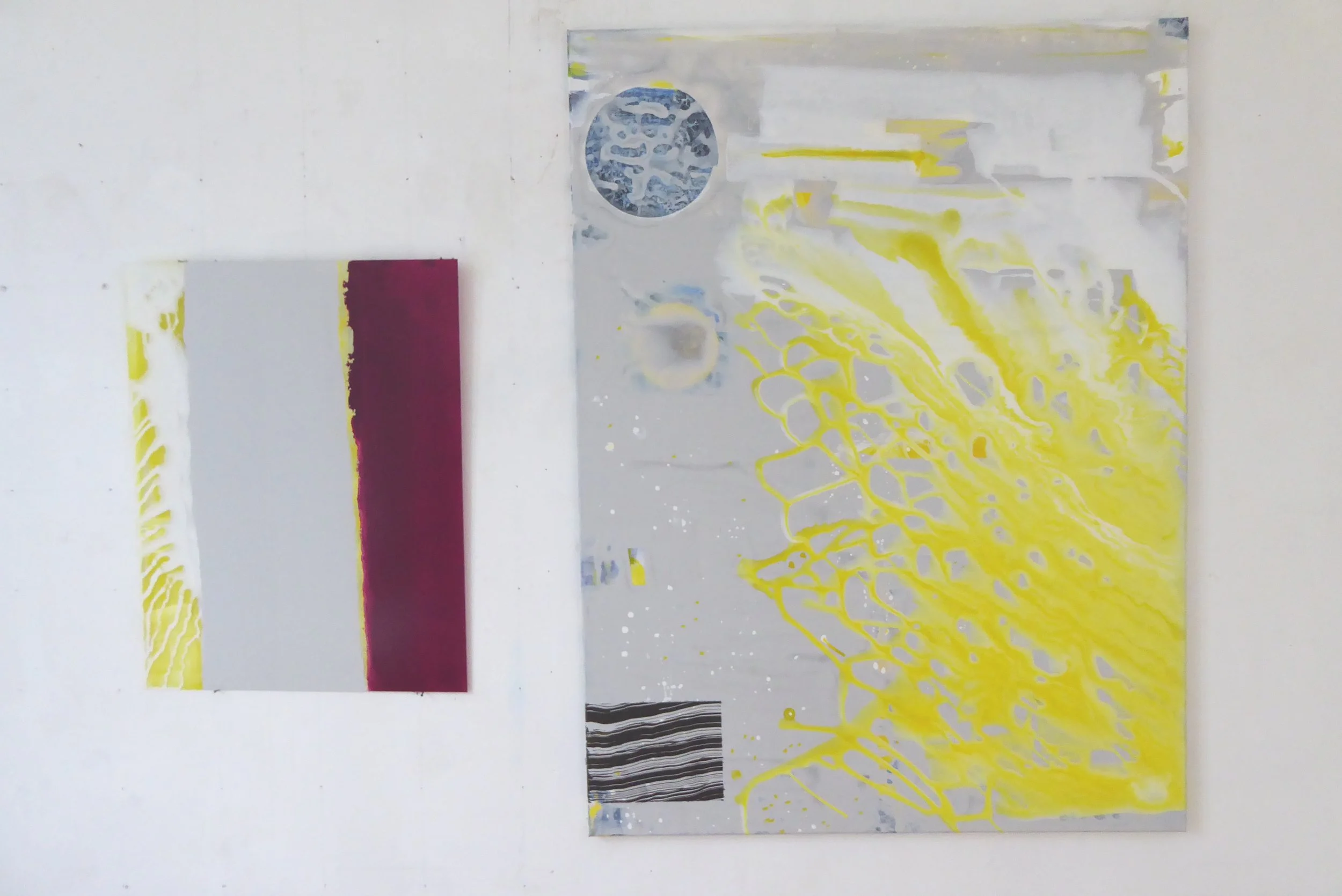 eté I – Leinwände 0.90x1.20m, Plexi 0.50x0.65m – mixed media – 2025