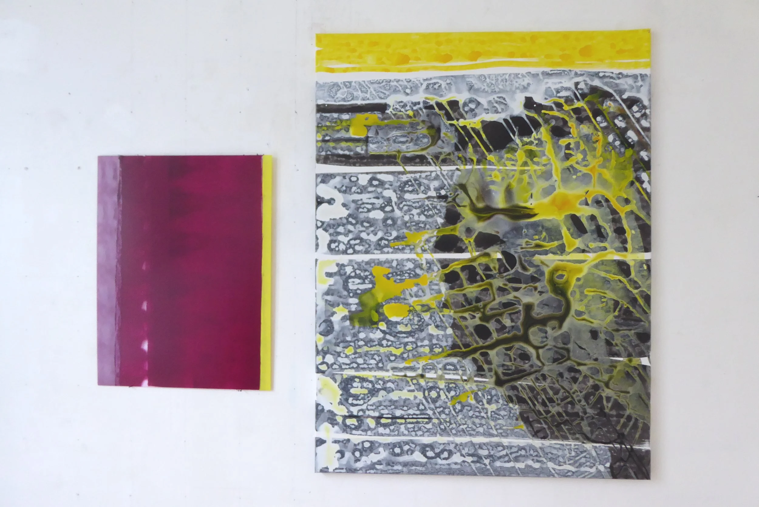 eté II – Leinwände 0.90x1.20m, Plexi 0.50x0.65m – mixed media – 2025