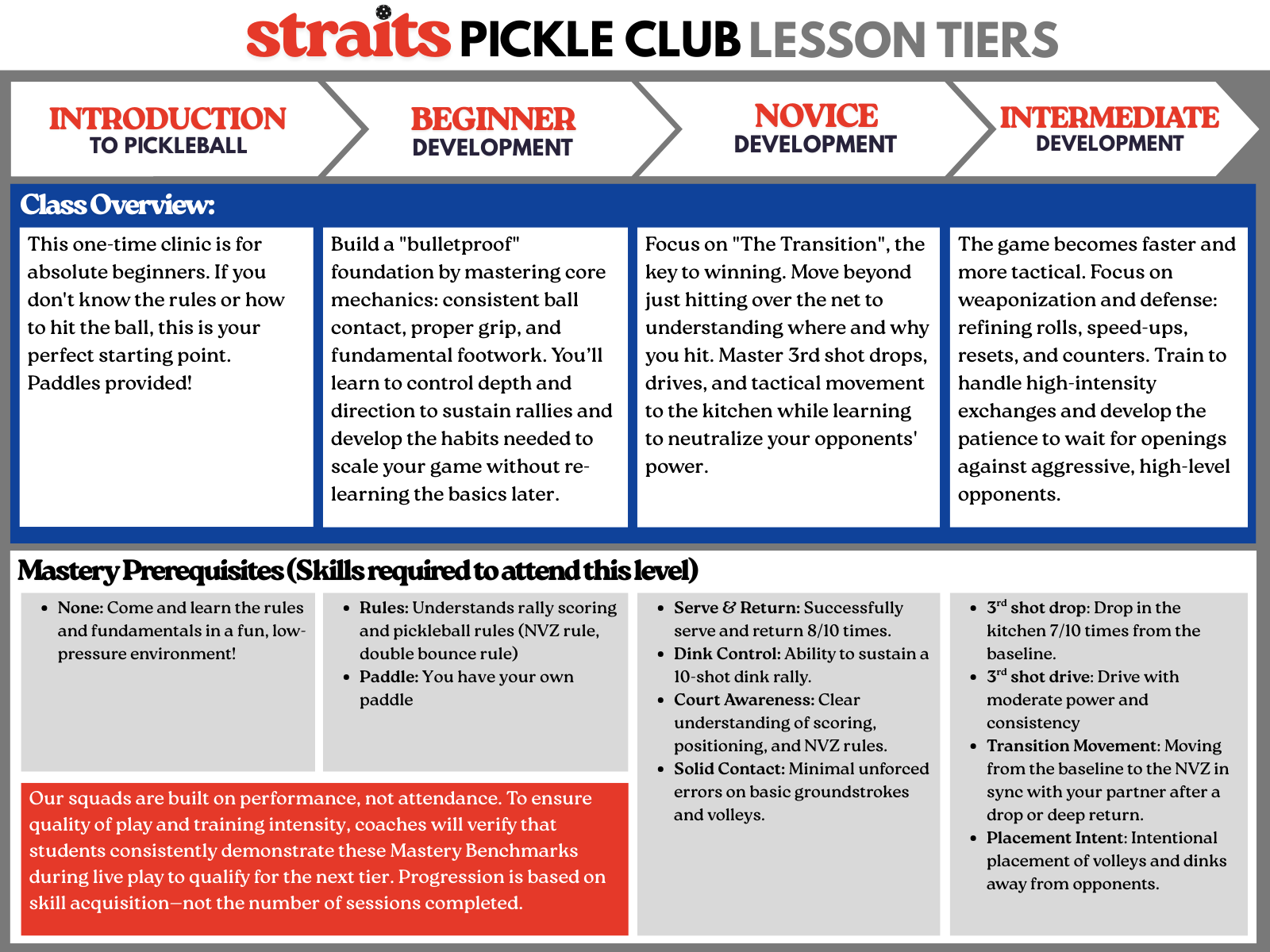 Pickleball Group Lesson Tiers