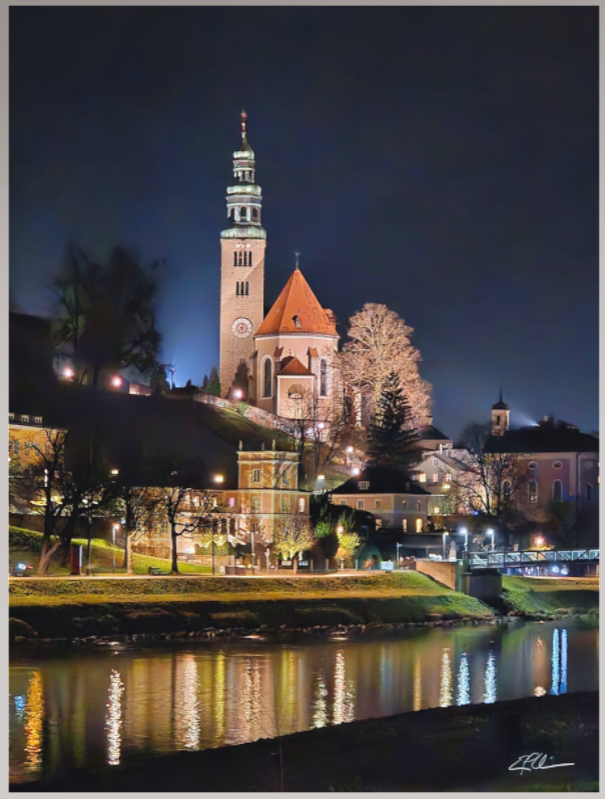 River of Light - Salzburg Reflections (on Metallic - Framed)
