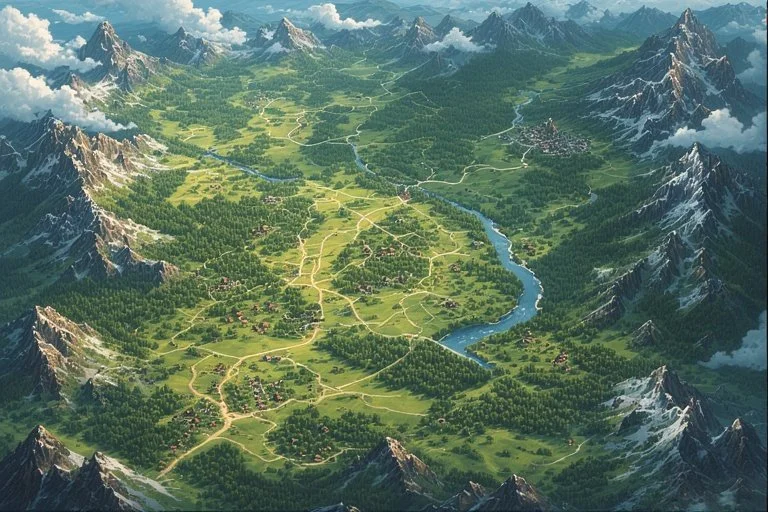 A map showing the journey between Aldana and the mountains.