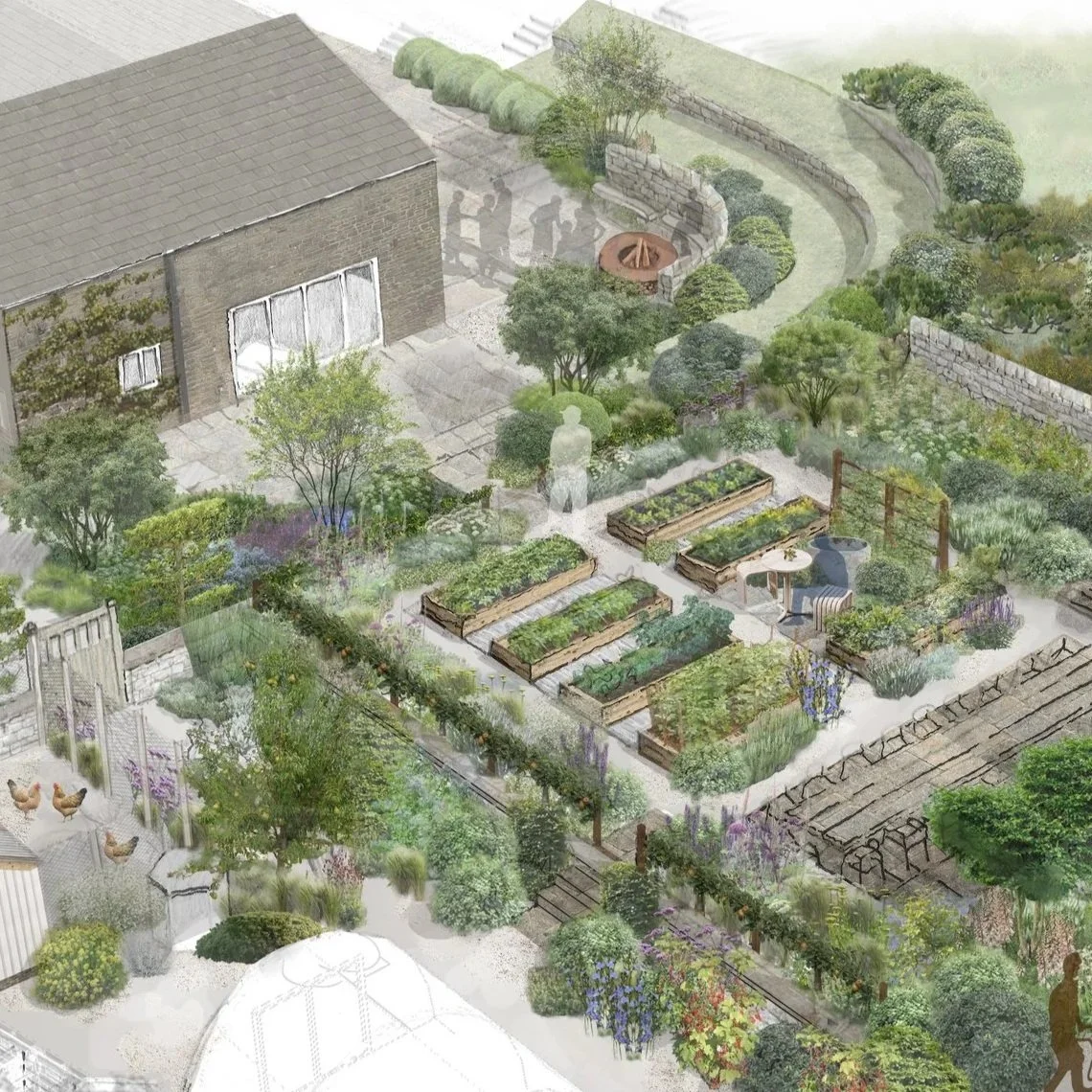 Garden for a chef's family near Glossop