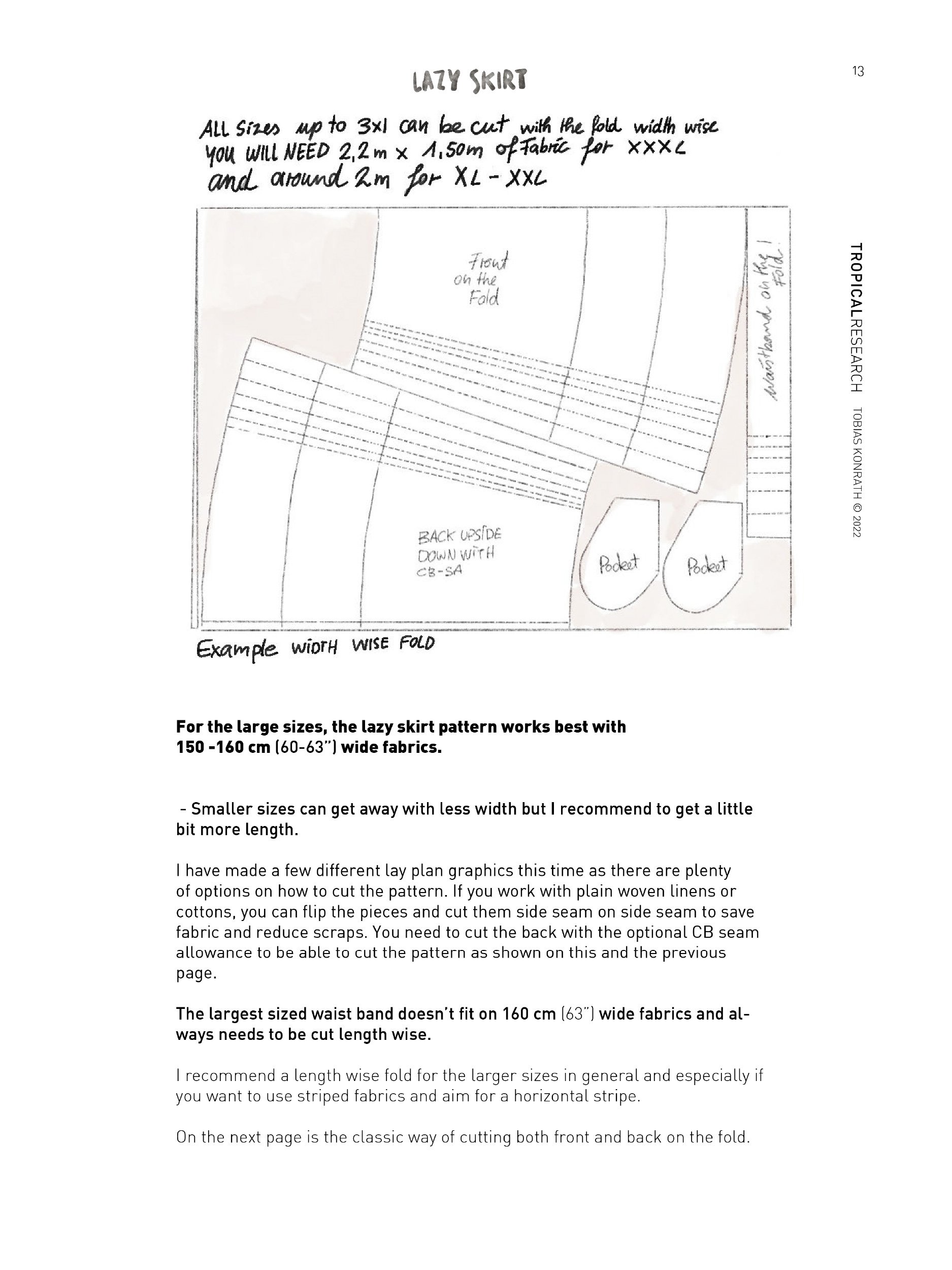 Lazy Skirt - lay plan ideas - cutting layouts