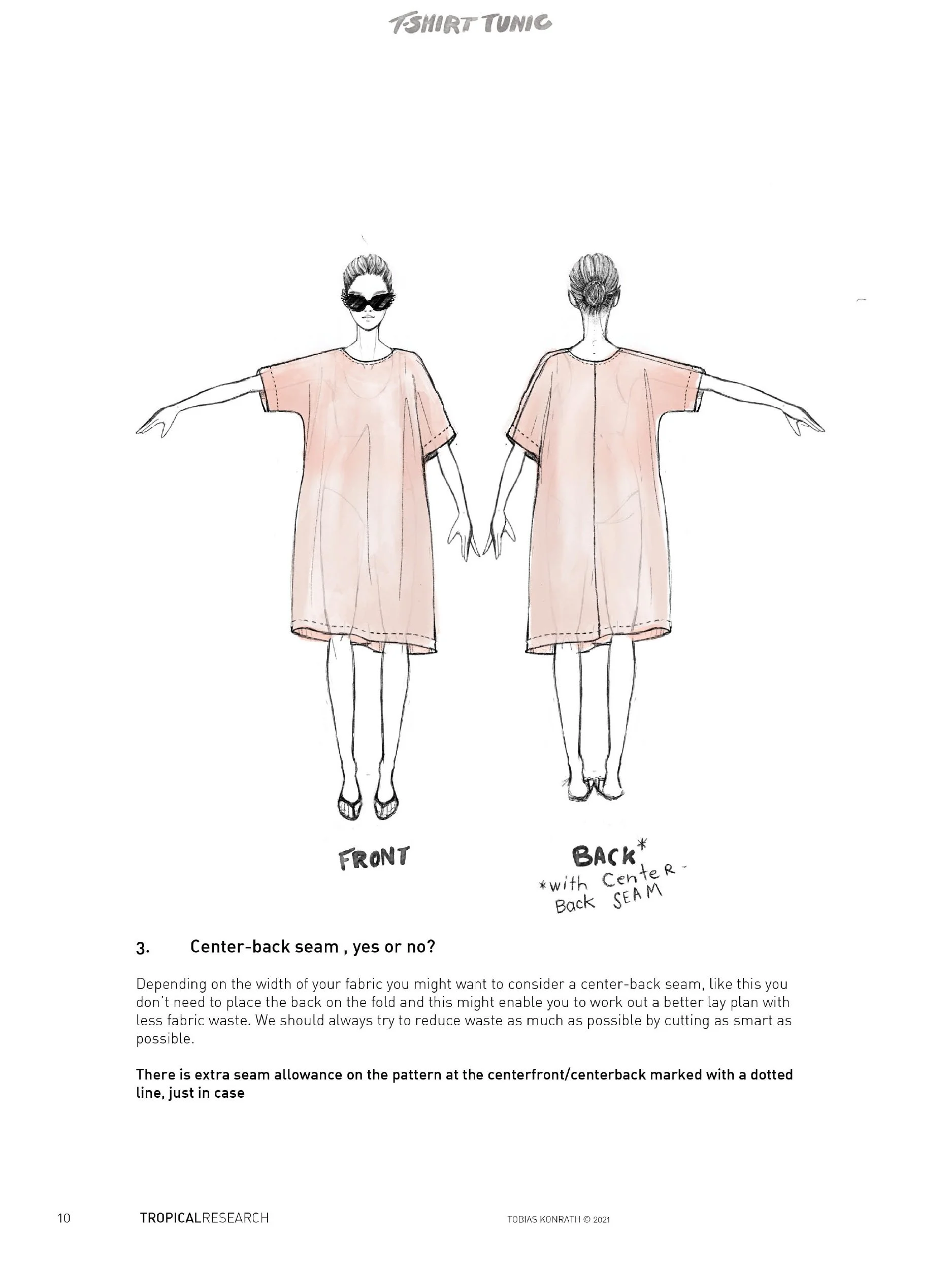 t-shirt tunic tutorial  illustration " center back seam "