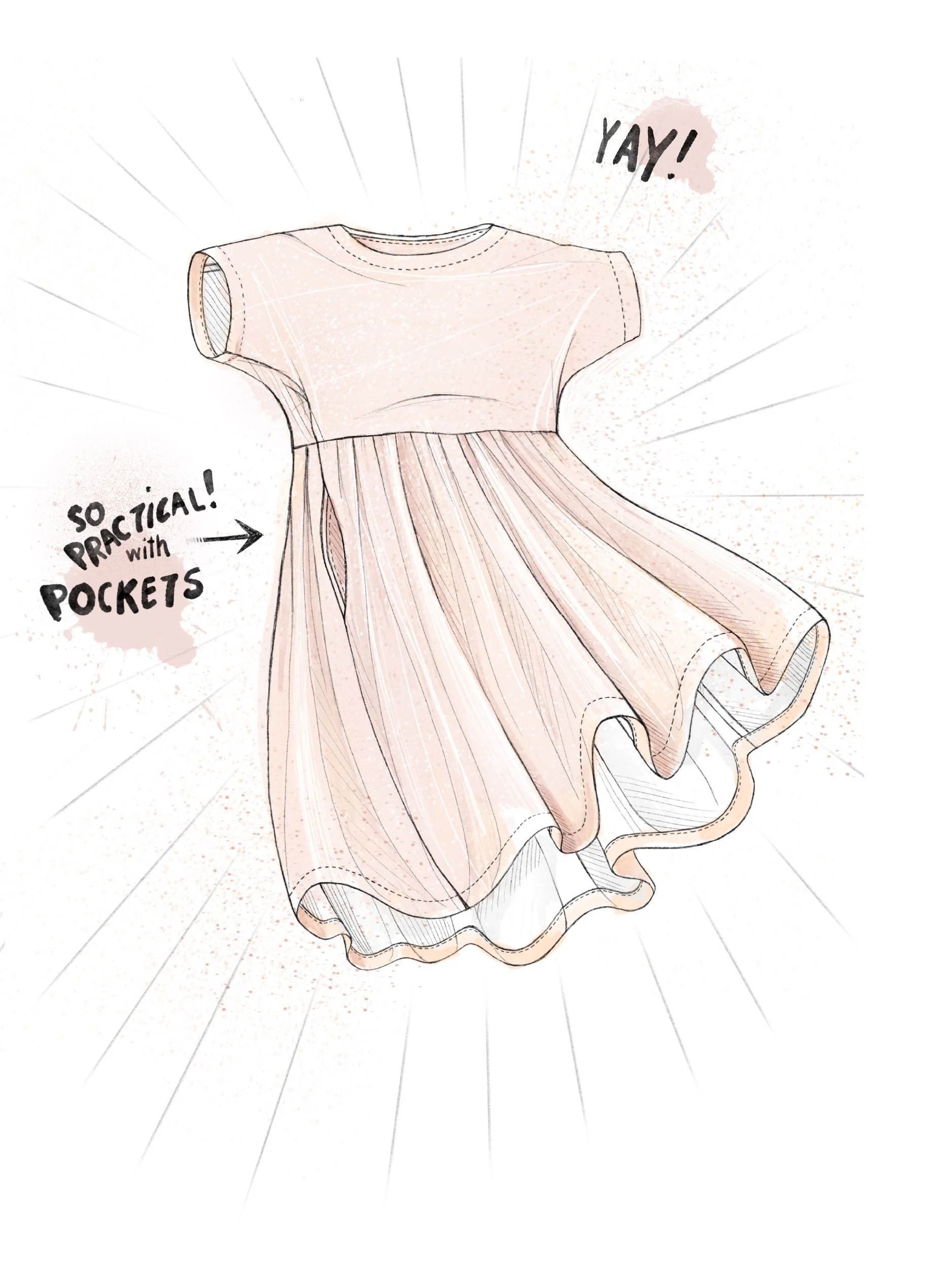 illustration of a dress with discreet side seam pockets