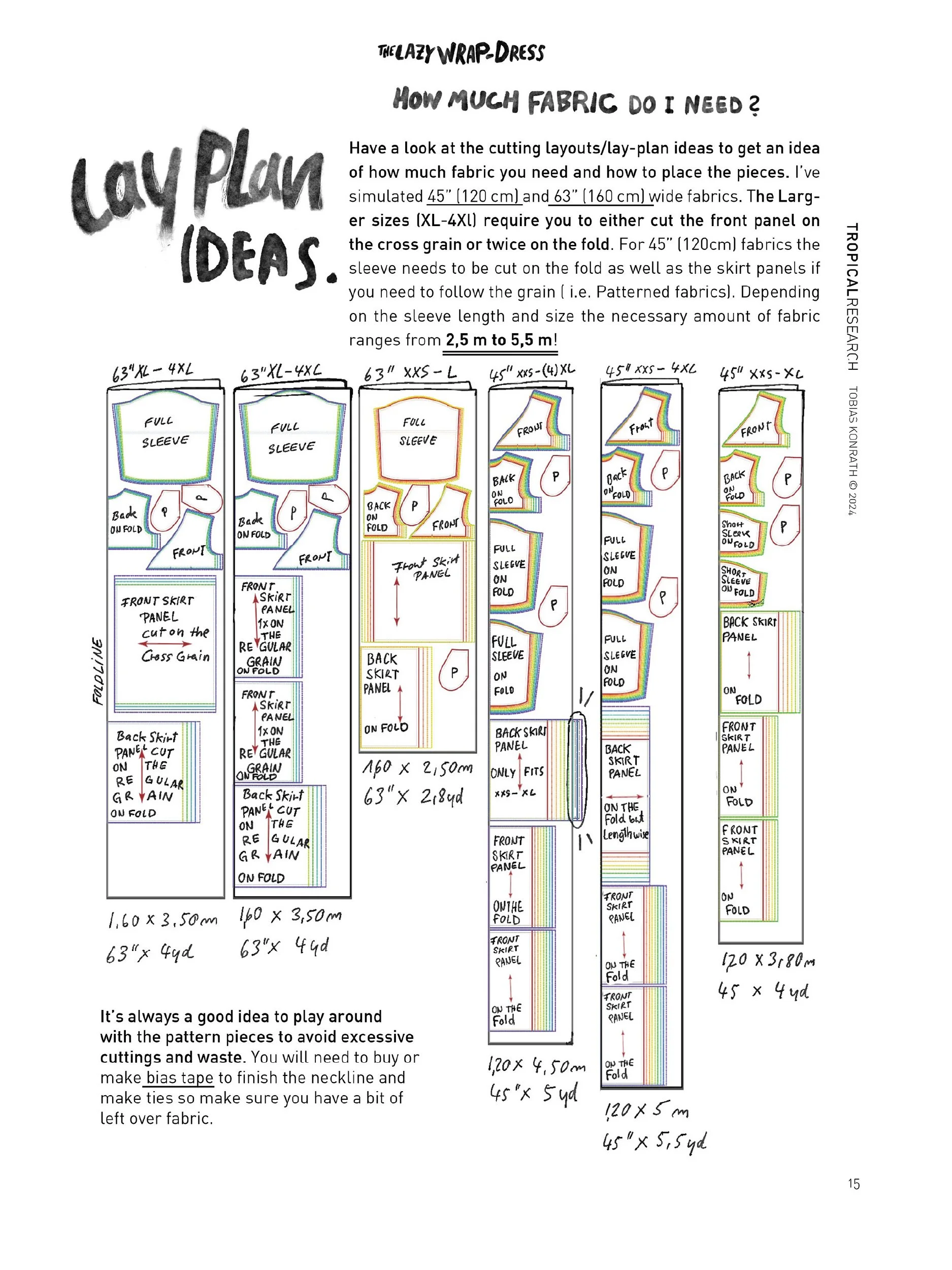 lazy wrap dress lay plan ideas and fabric consumption